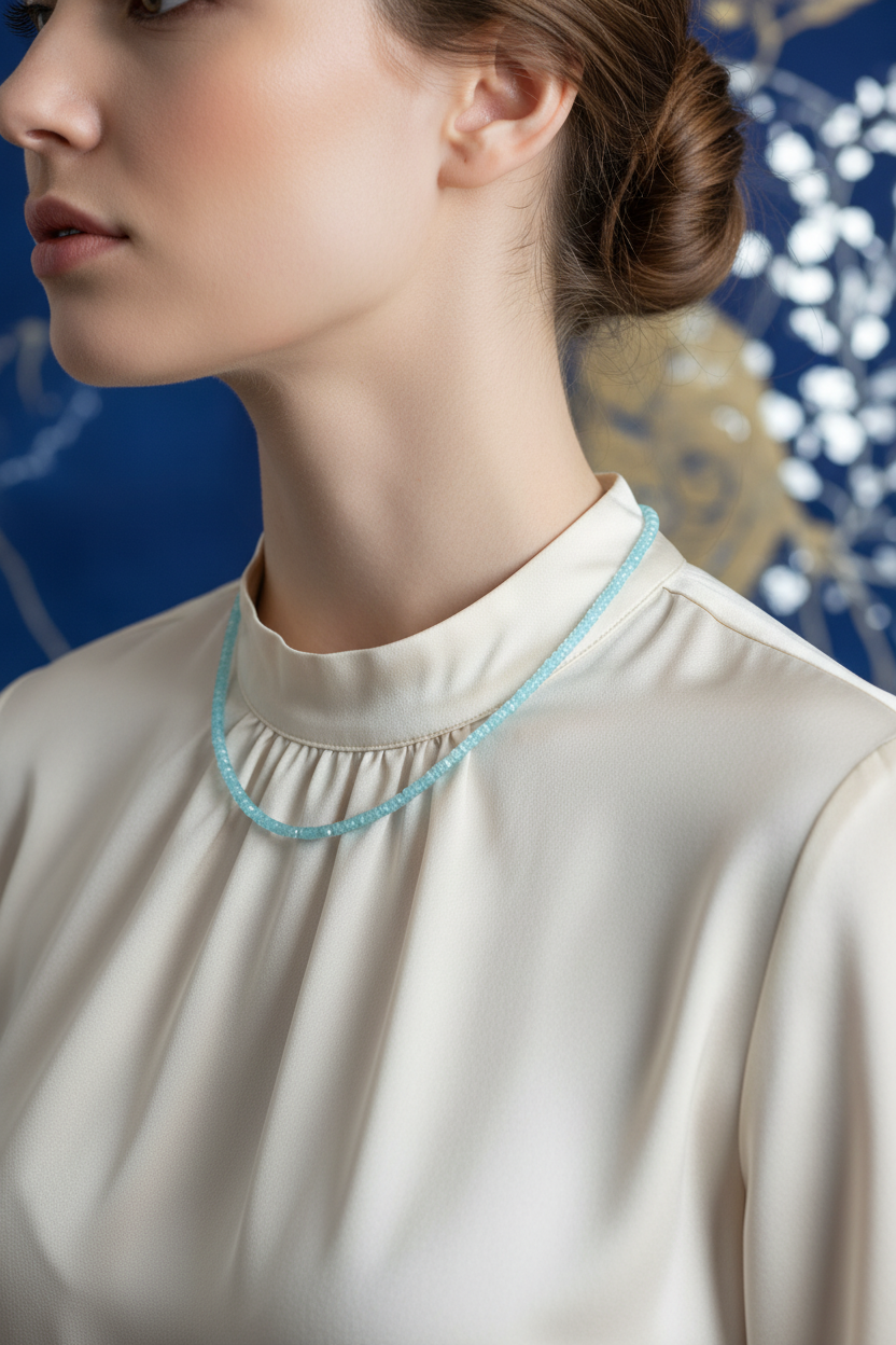 Laboratory Certified Topaz Natural Stone Necklace 3–4 mm with Rondelle Accents