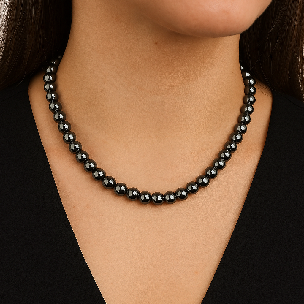 Laboratory Certified Trehartz 8 mm Natural Stone Necklace