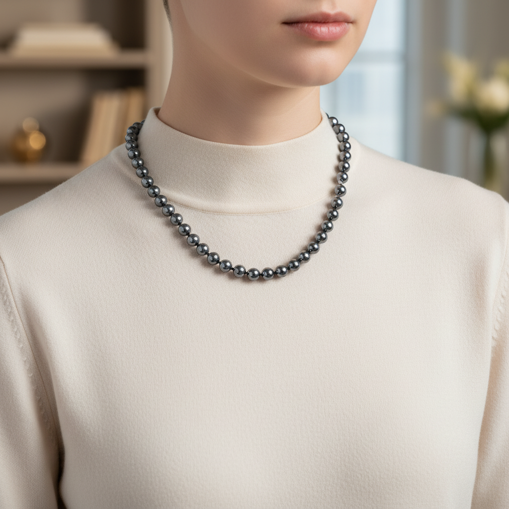 Laboratory Certified Trehaartz 8 mm Knotted Natural Stone Necklace