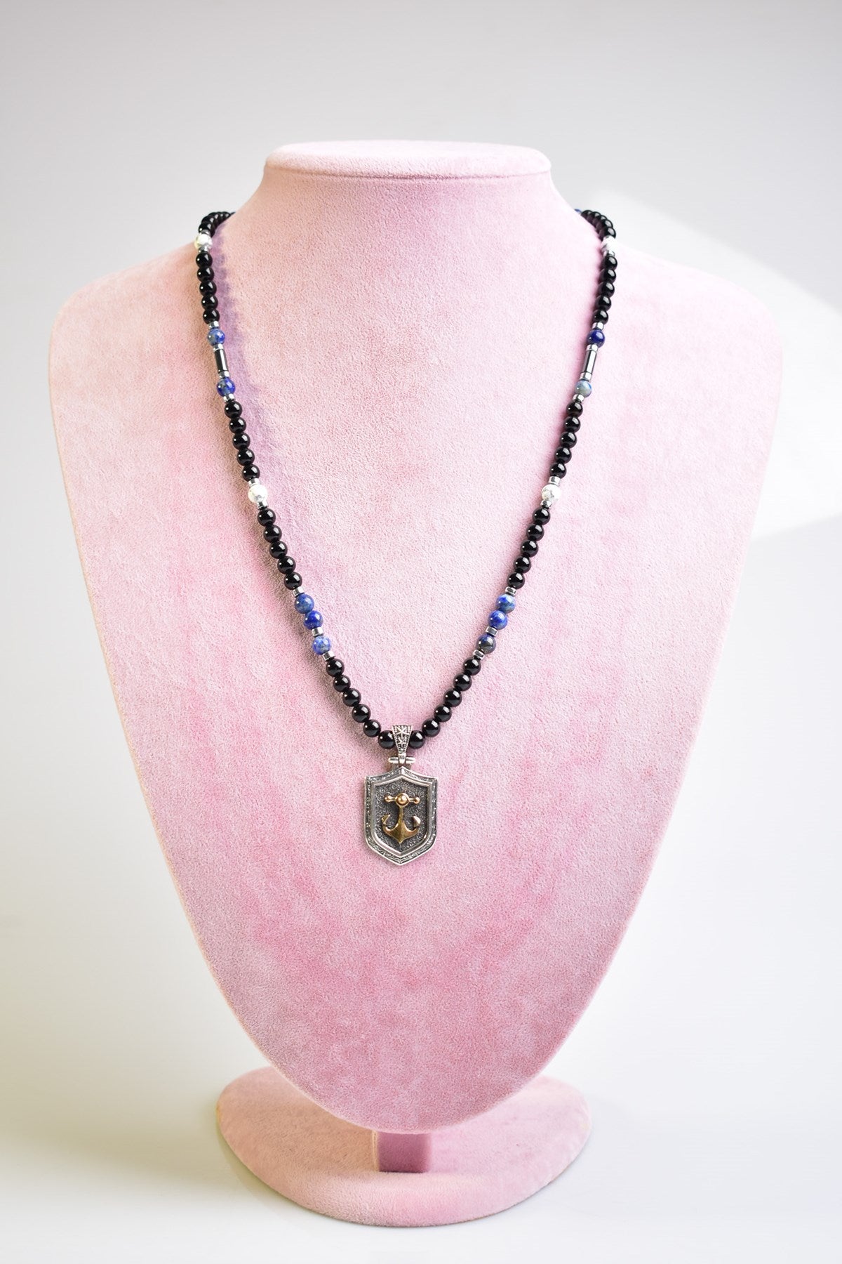 Laboratory Certified Tourmaline & Lapis Lazuli Natural Stone 925 Sterling Silver Designer Necklace