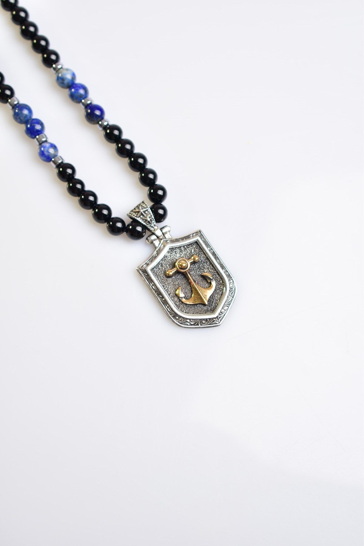 Laboratory Certified Tourmaline & Lapis Lazuli Natural Stone 925 Sterling Silver Designer Necklace