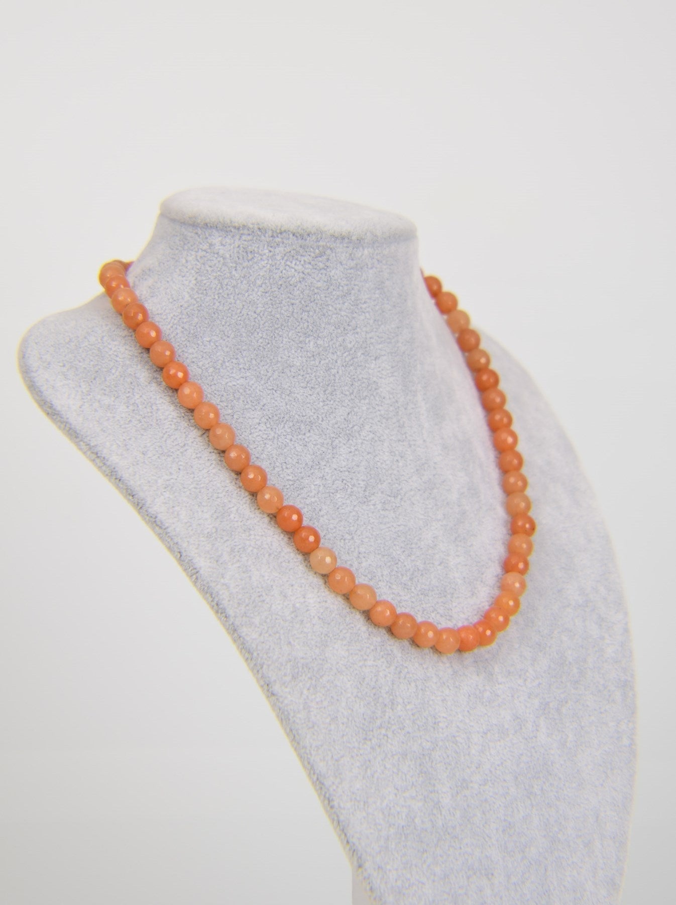 Laboratory Certified Orange Aventurine 8 mm Natural Stone Necklace