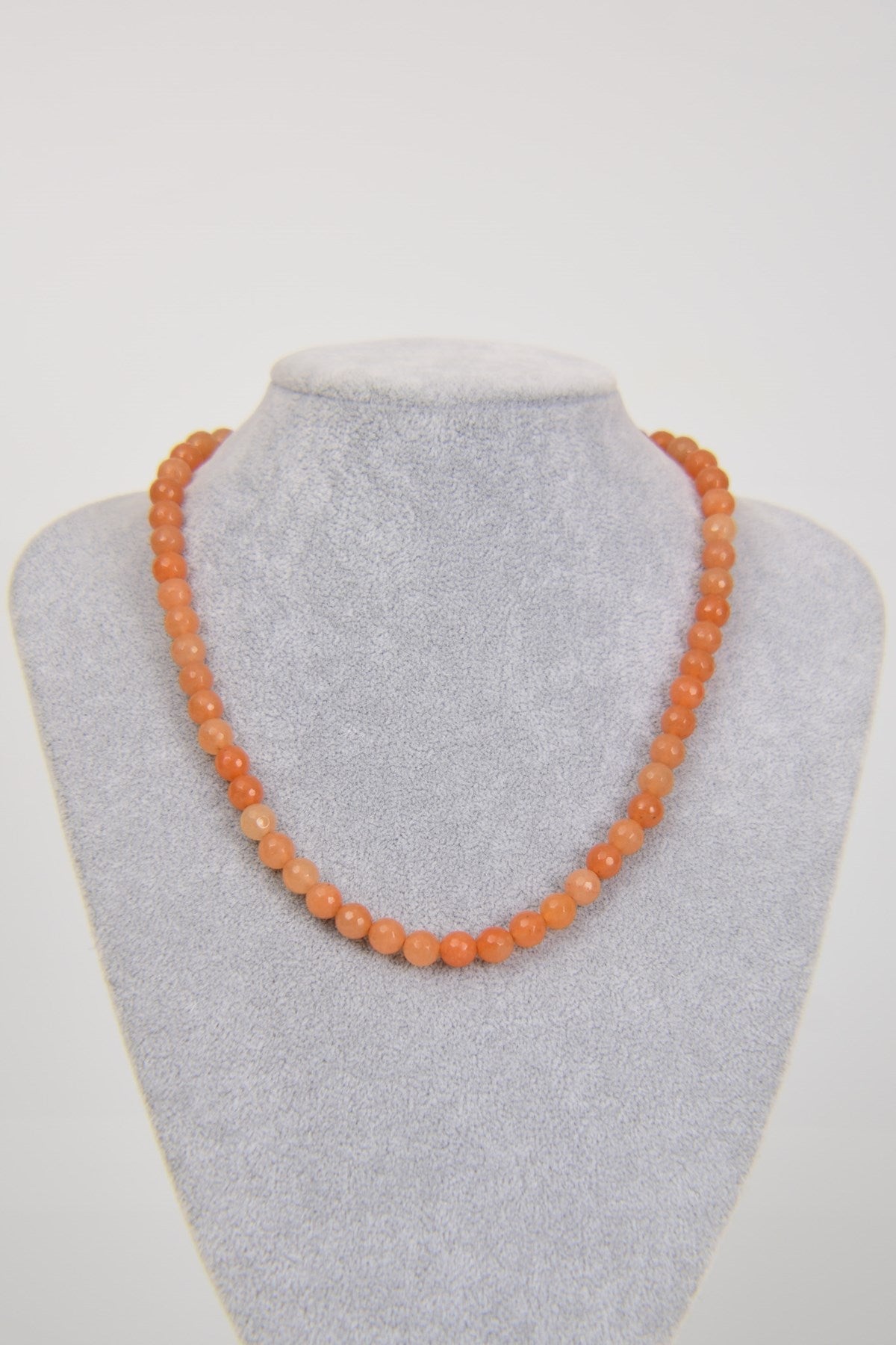 Laboratory Certified Orange Aventurine 8 mm Natural Stone Necklace