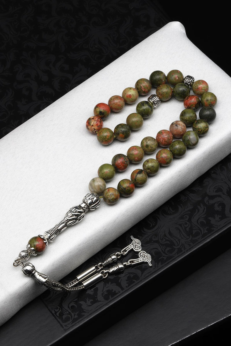 Laboratory Certified Unakite Natural Gemstone Prayer Beads 8 mm