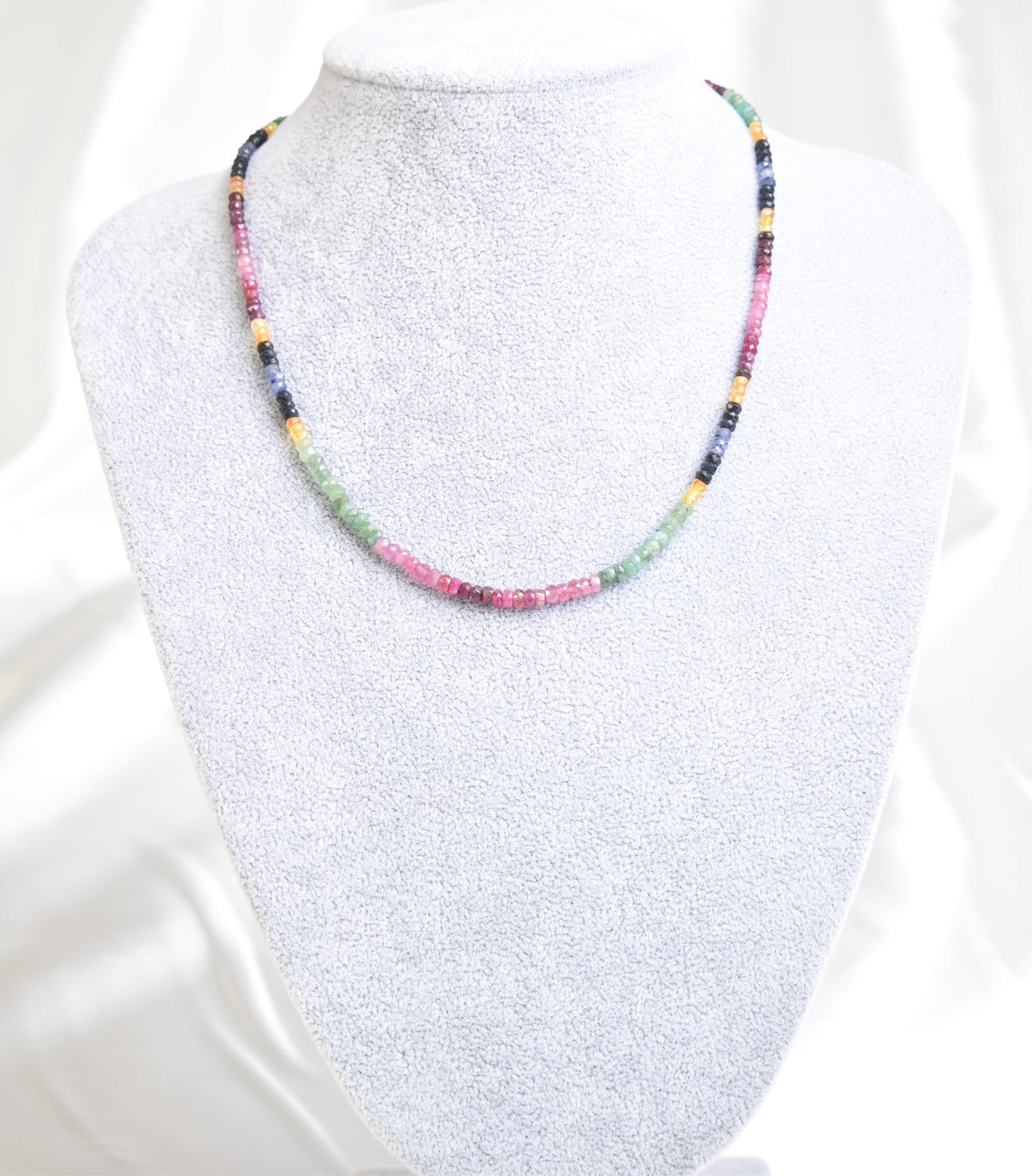 Laboratory Certified Ruby, Emerald & Sapphire Necklace + Bracelet Set