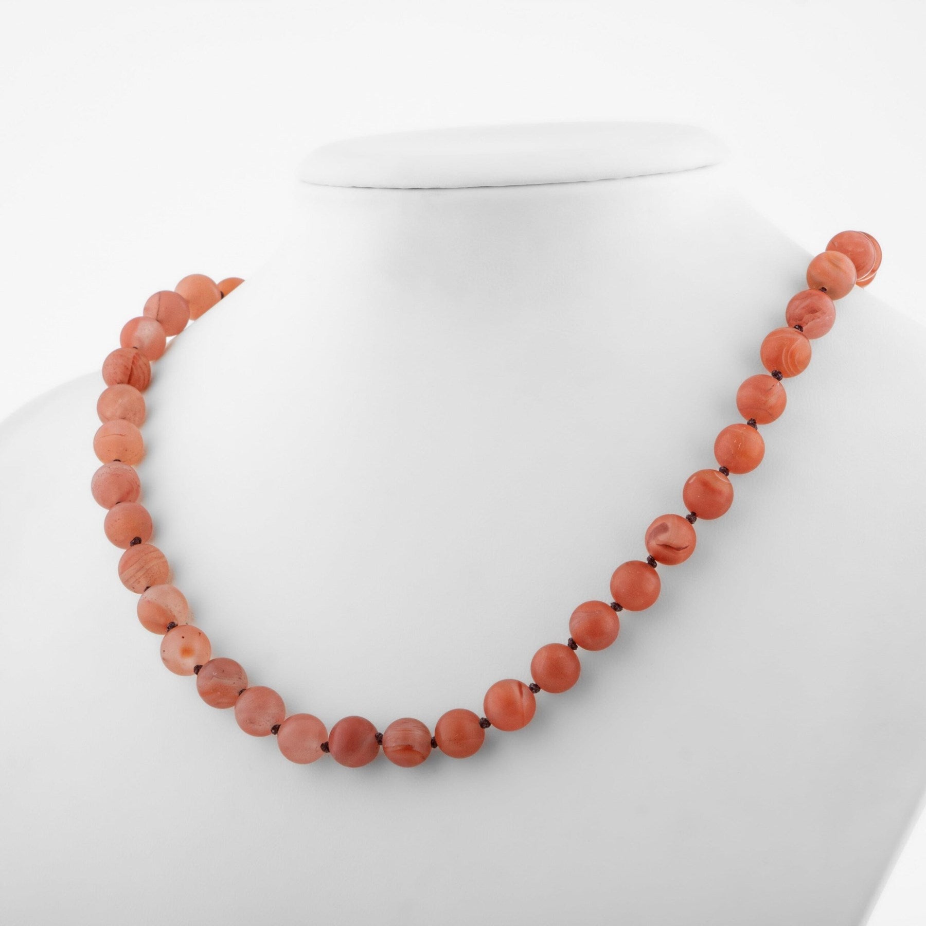 Laboratory Certified Yemen Agate 8 mm Knotted Natural Stone Necklace