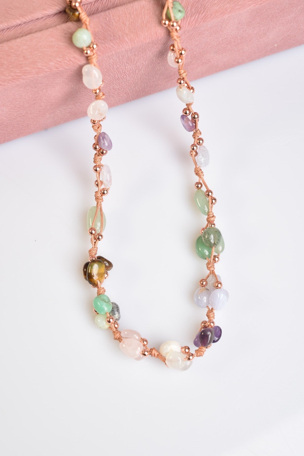 Laboratory Certified Cancer Zodiac Natural Stone Macramé Necklace