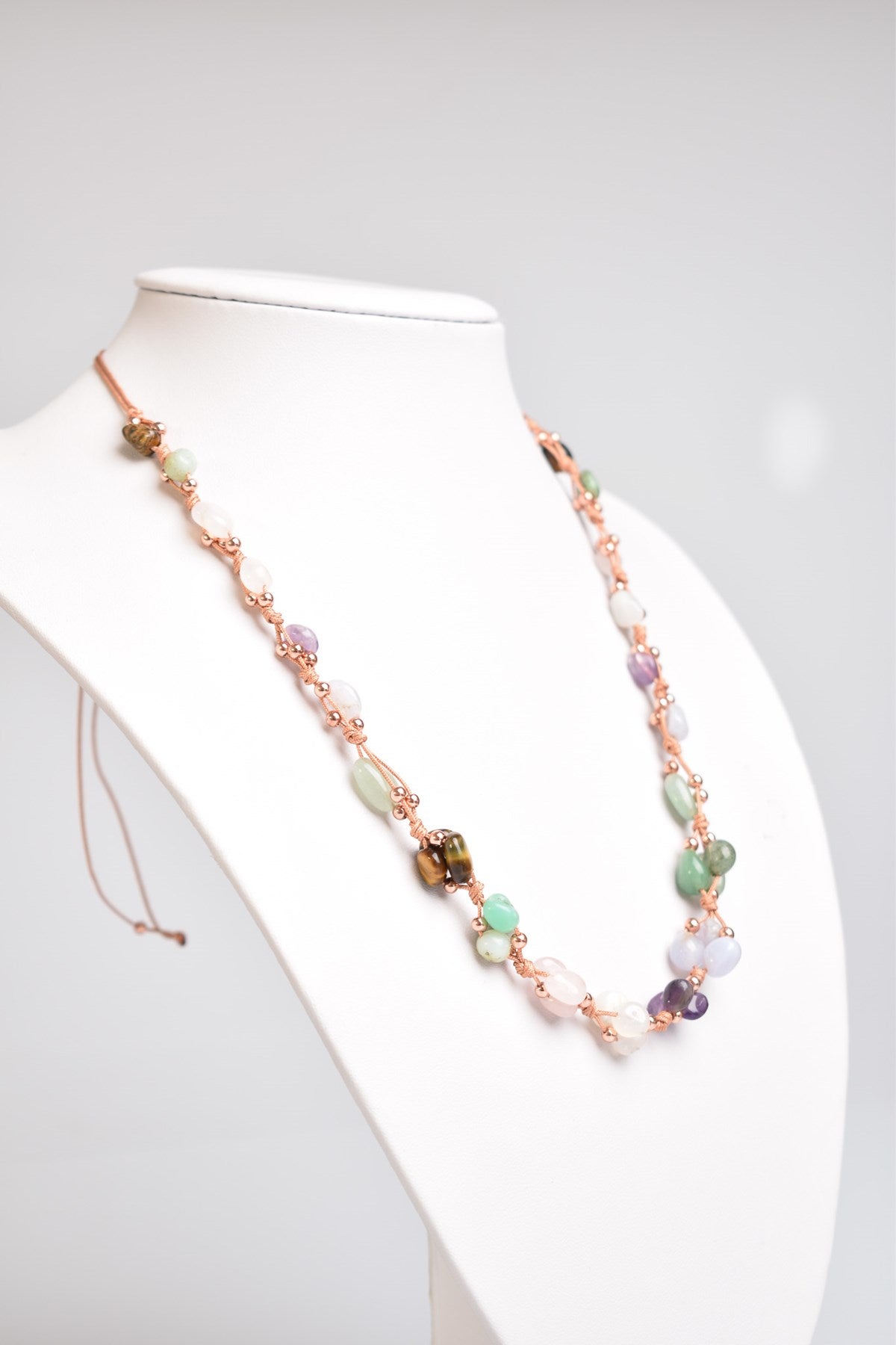 Laboratory Certified Cancer Zodiac Natural Stone Macramé Necklace