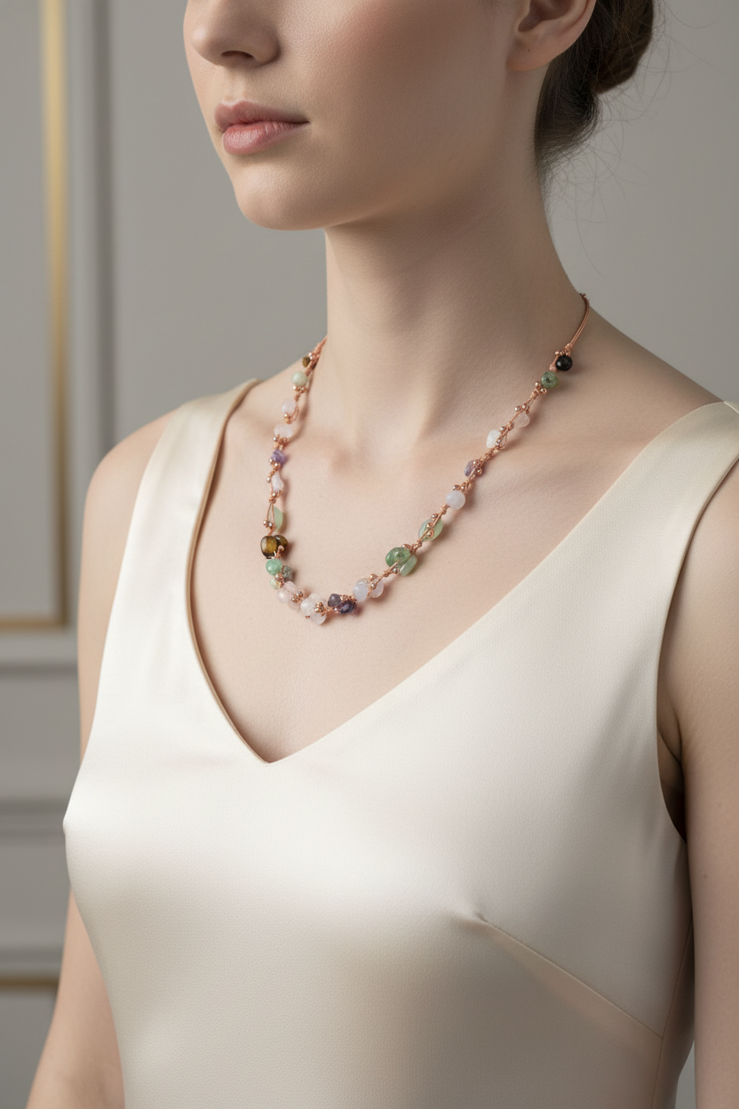 Laboratory Certified Cancer Zodiac Natural Stone Macramé Necklace