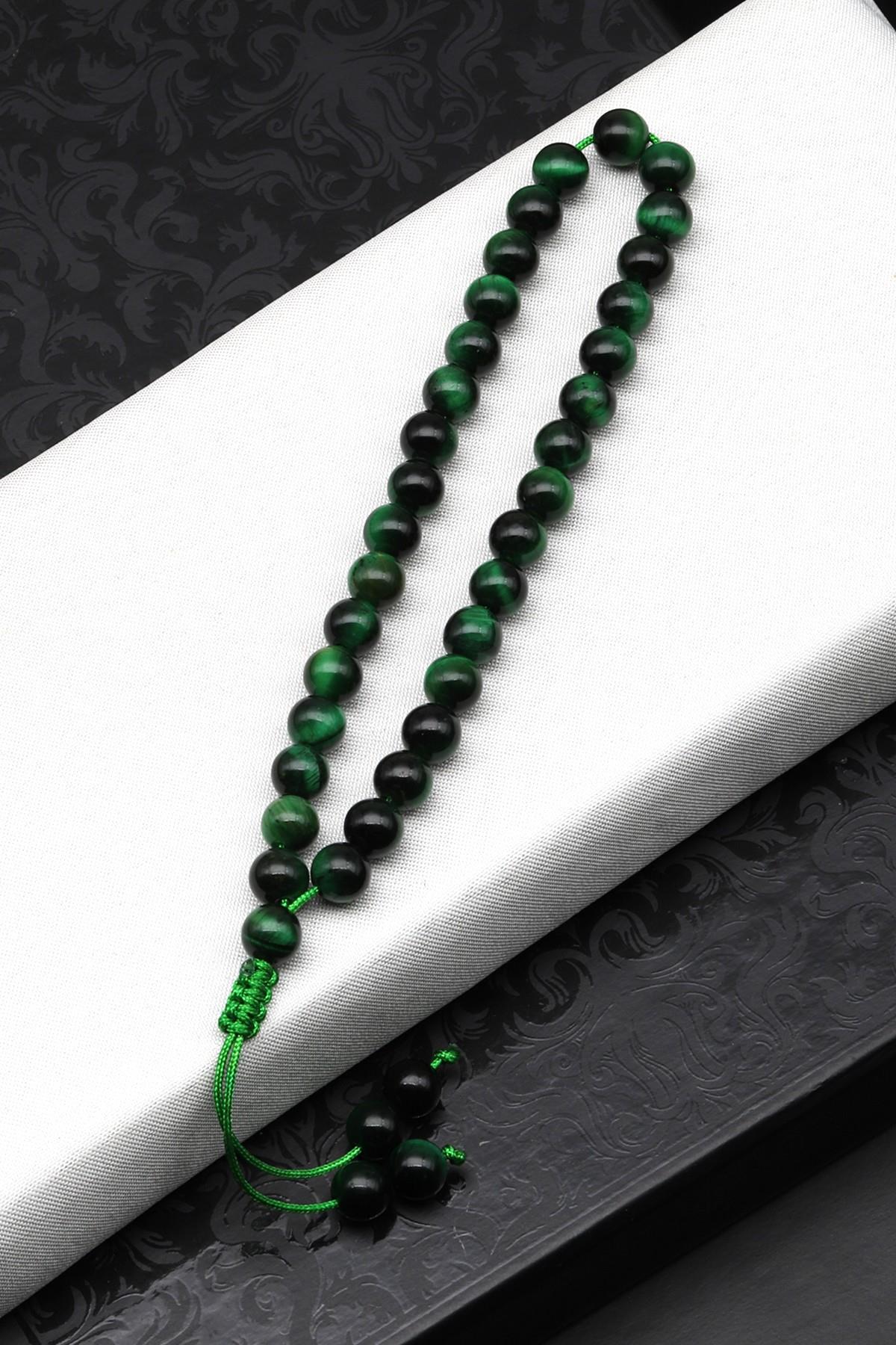 Laboratory Certified Green Tiger’s Eye Natural Stone Bracelet & Prayer Beads 6 mm