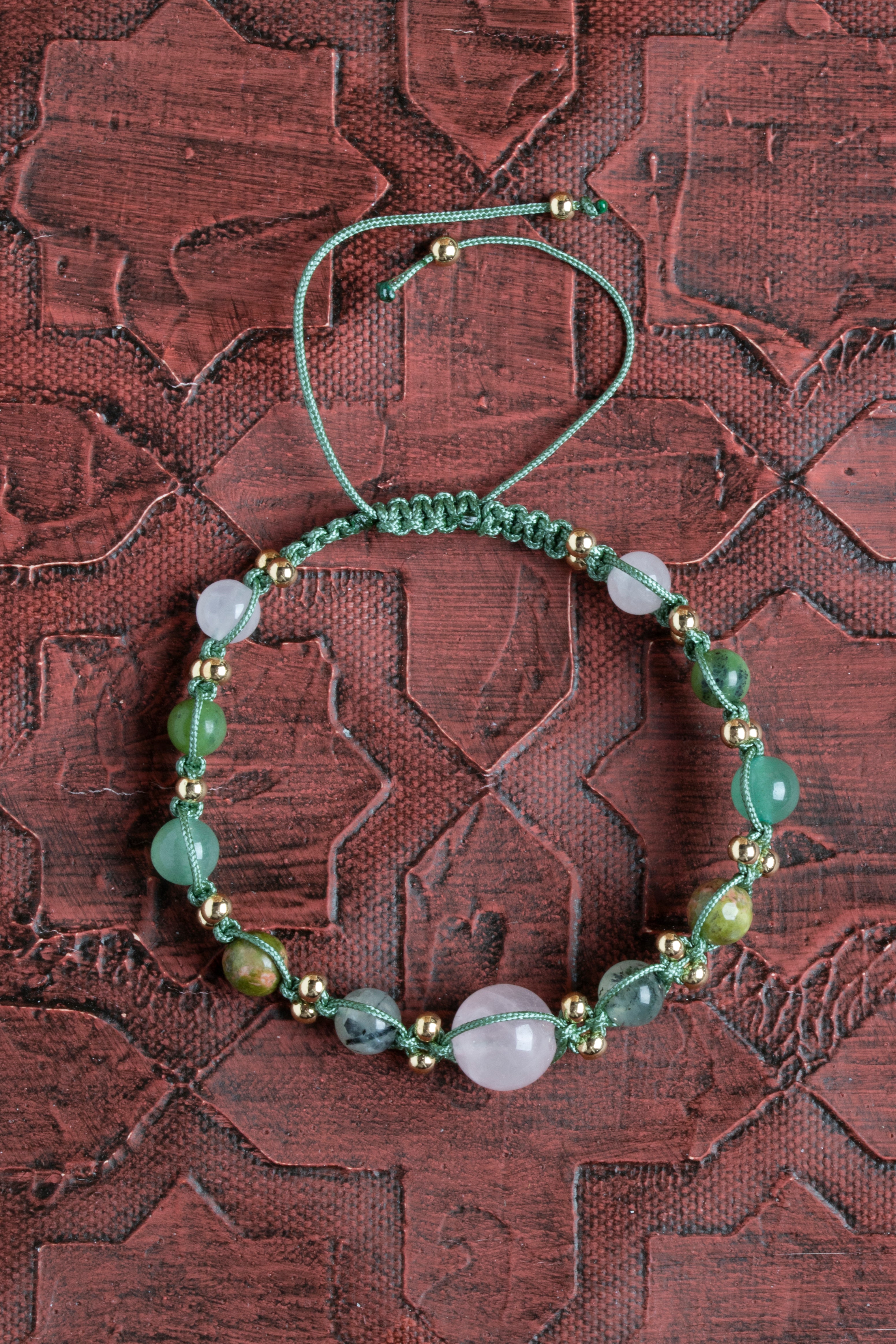 Laboratory Certified Agate, Green Aventurine & Rose Quartz Natural Stone Bracelet