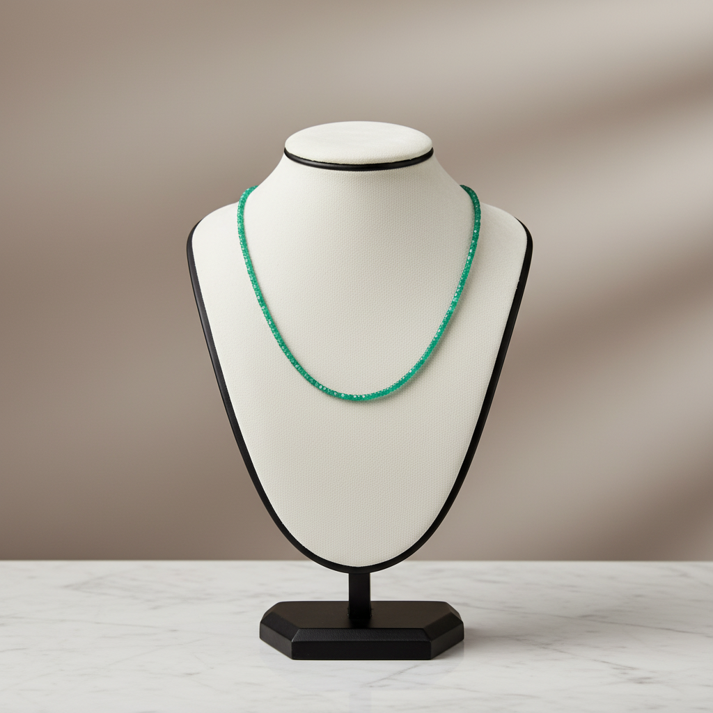 Laboratory Certified Emerald Natural Stone Floating Necklace with 925 Sterling Silver Clasp