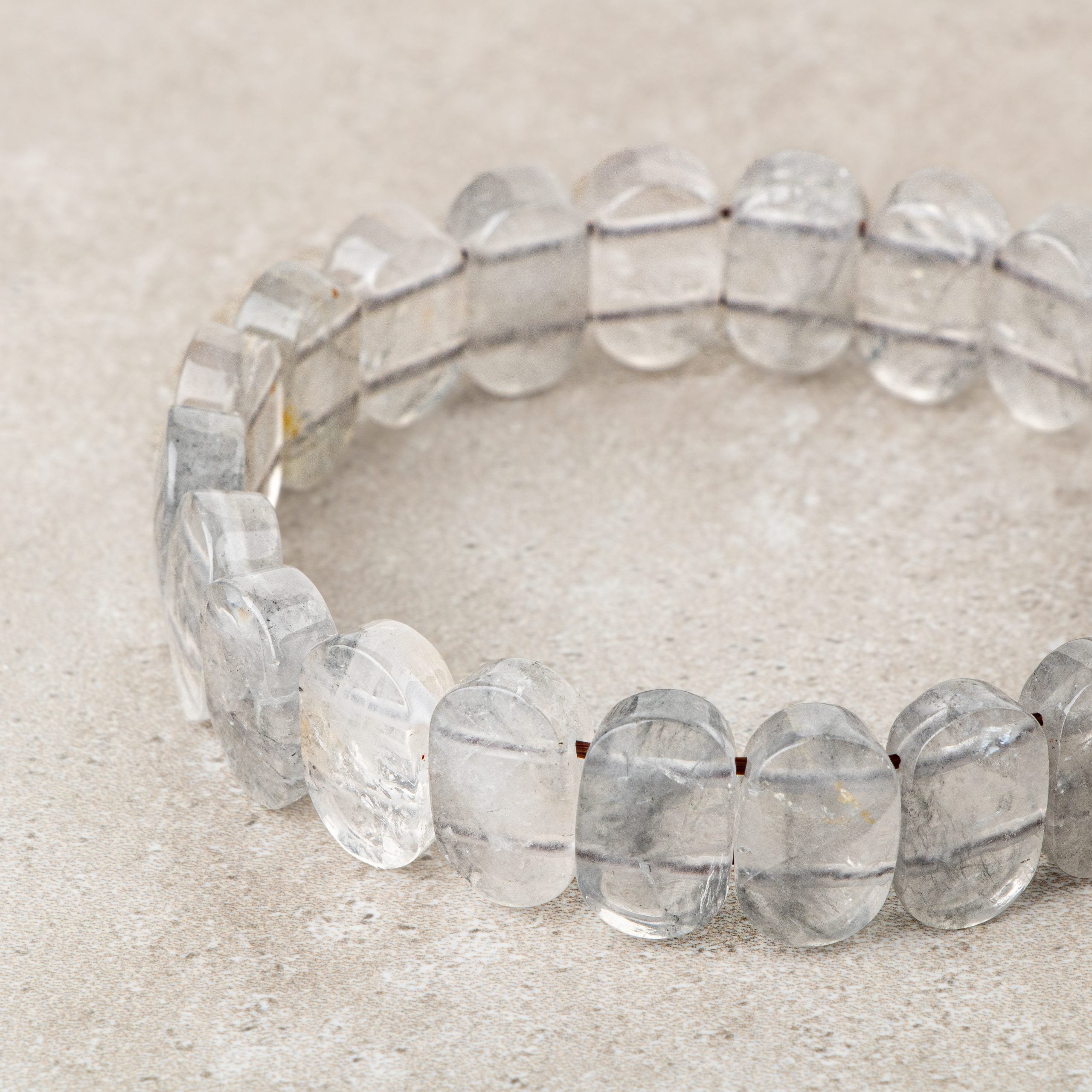 Certified Milky Quartz Wide Cut Natural Gemstone Bracelet