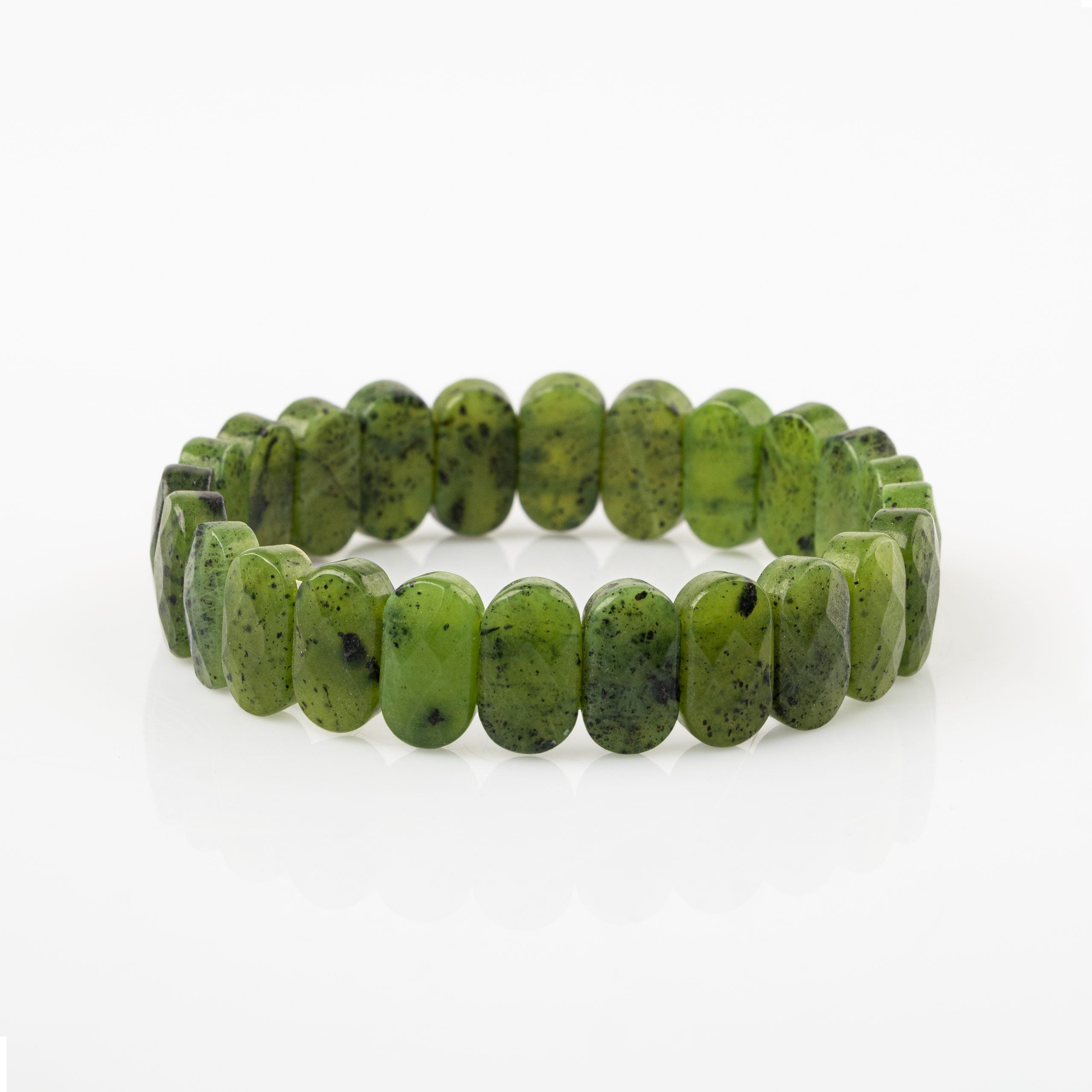 Certified Jade Wide Cut Natural Gemstone Bracelet