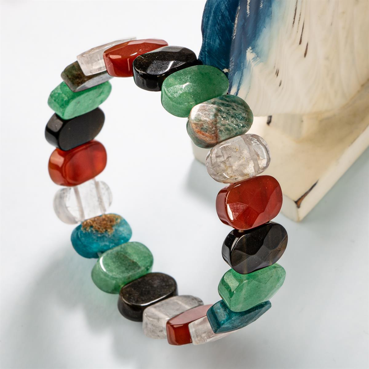 Laboratory Certified Virgo Zodiac Wide-Cut Natural Stone Men’s Bracelet