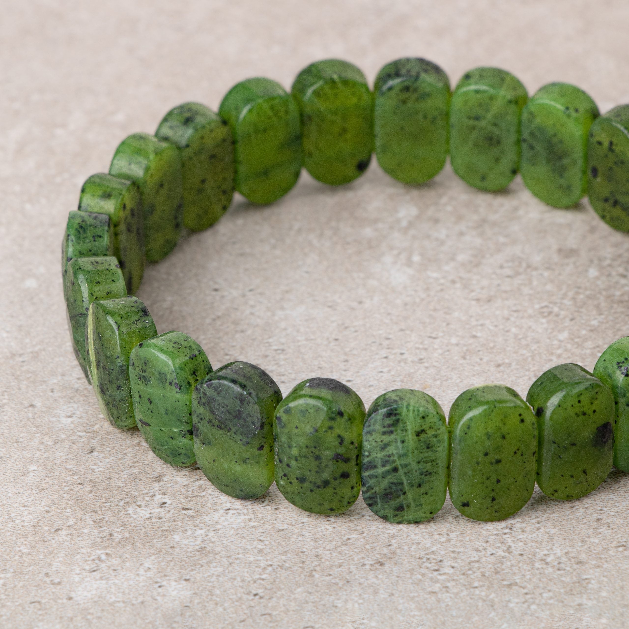 Certified Jade Wide Cut Natural Gemstone Bracelet