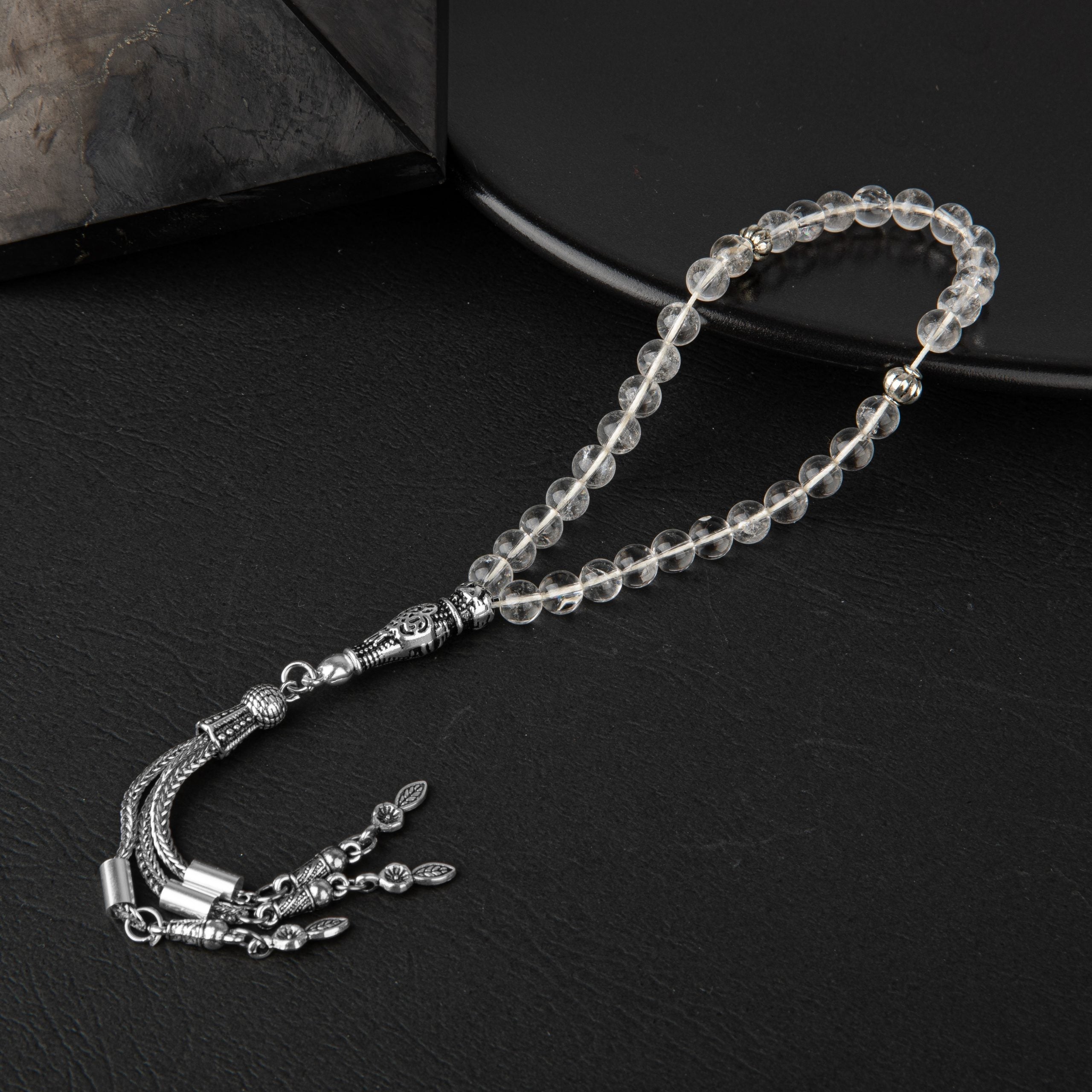 Crystal Quartz Natural Gemstone Prayer Beads 33-Bead – 6mm Handcrafted