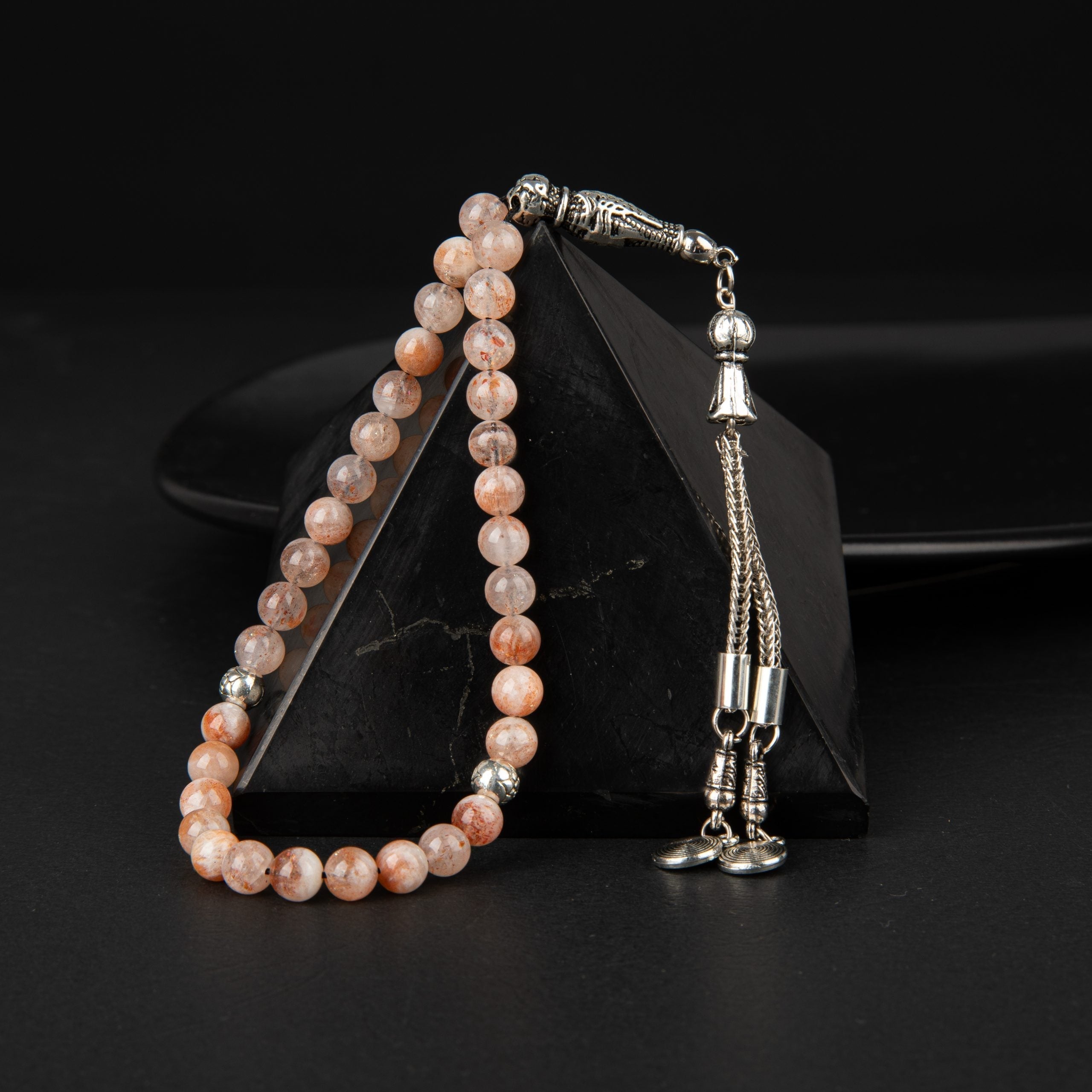 Sunstone Natural Gemstone Prayer Beads 33-Bead – 6mm Handcrafted