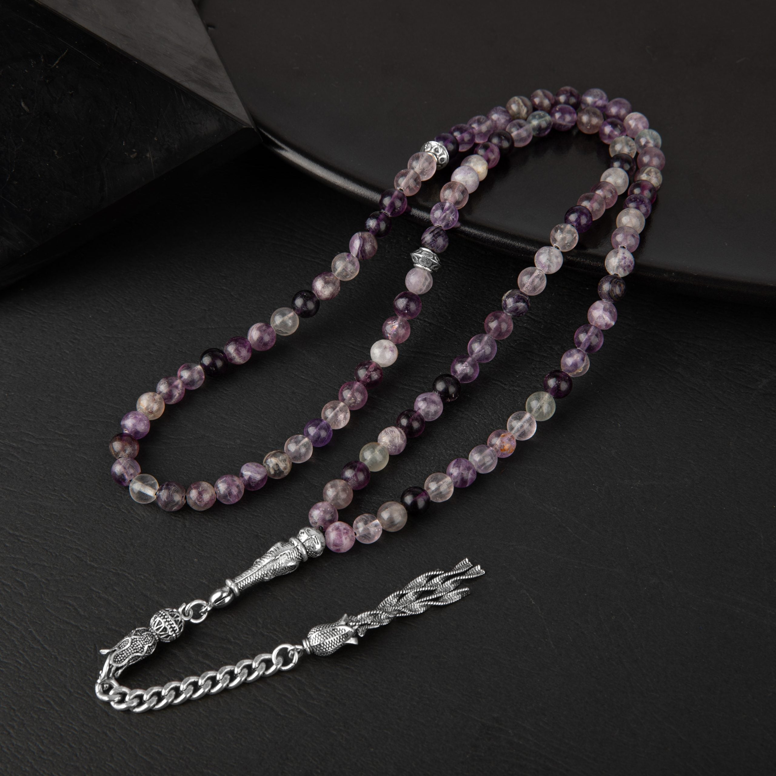 Mor Fluorite Natural Gemstone Prayer Beads 99-Bead – 6mm Handcrafted