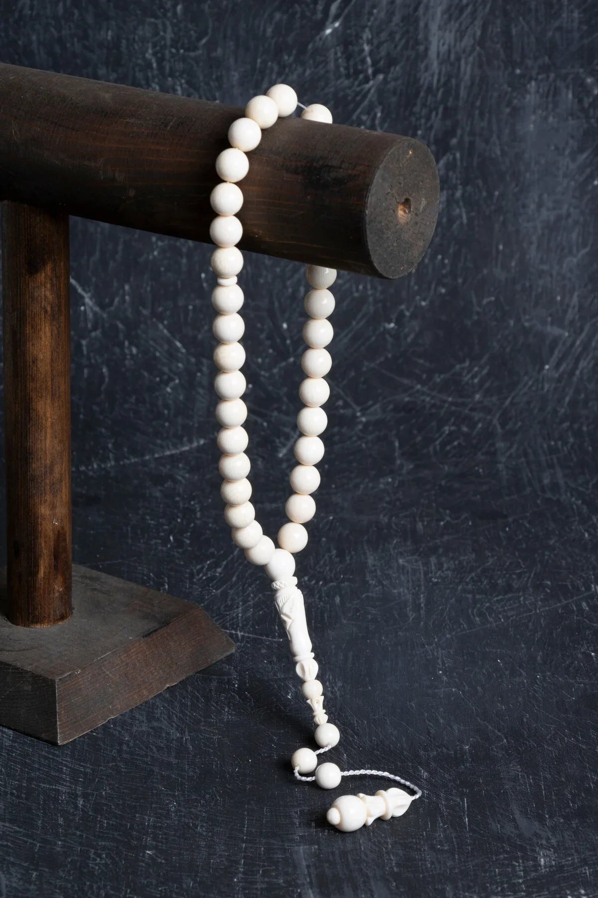 Laboratory Certified Ivory Tone Natural Stone Prayer Beads – 33 Beads, 9 mm