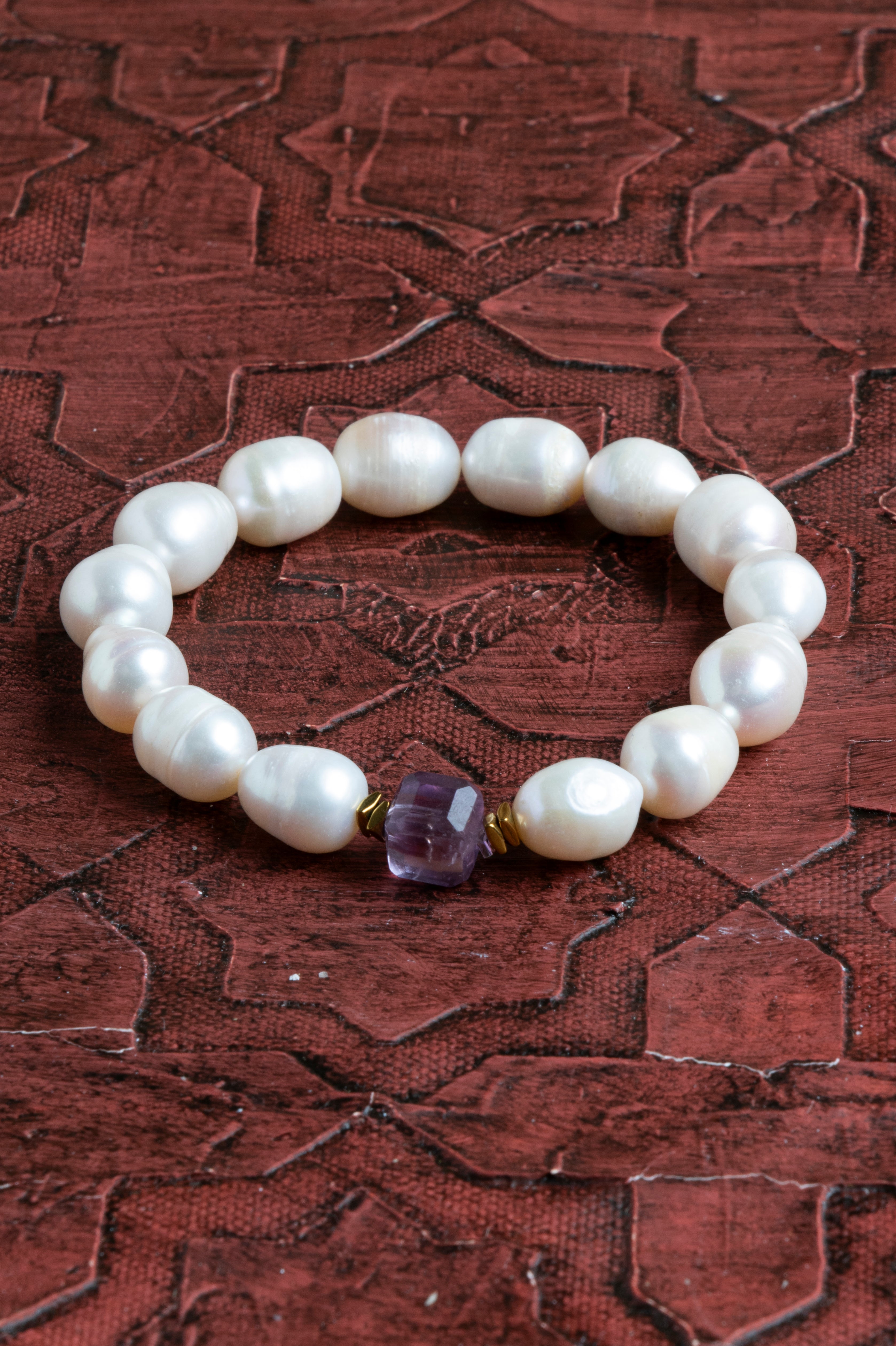 Laboratory Certified Pearl & Amethyst Natural Stone Bracelet