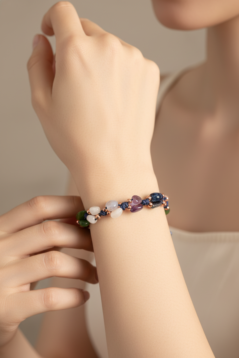 Laboratory Certified Aquarius Zodiac Natural Stone Bracelet