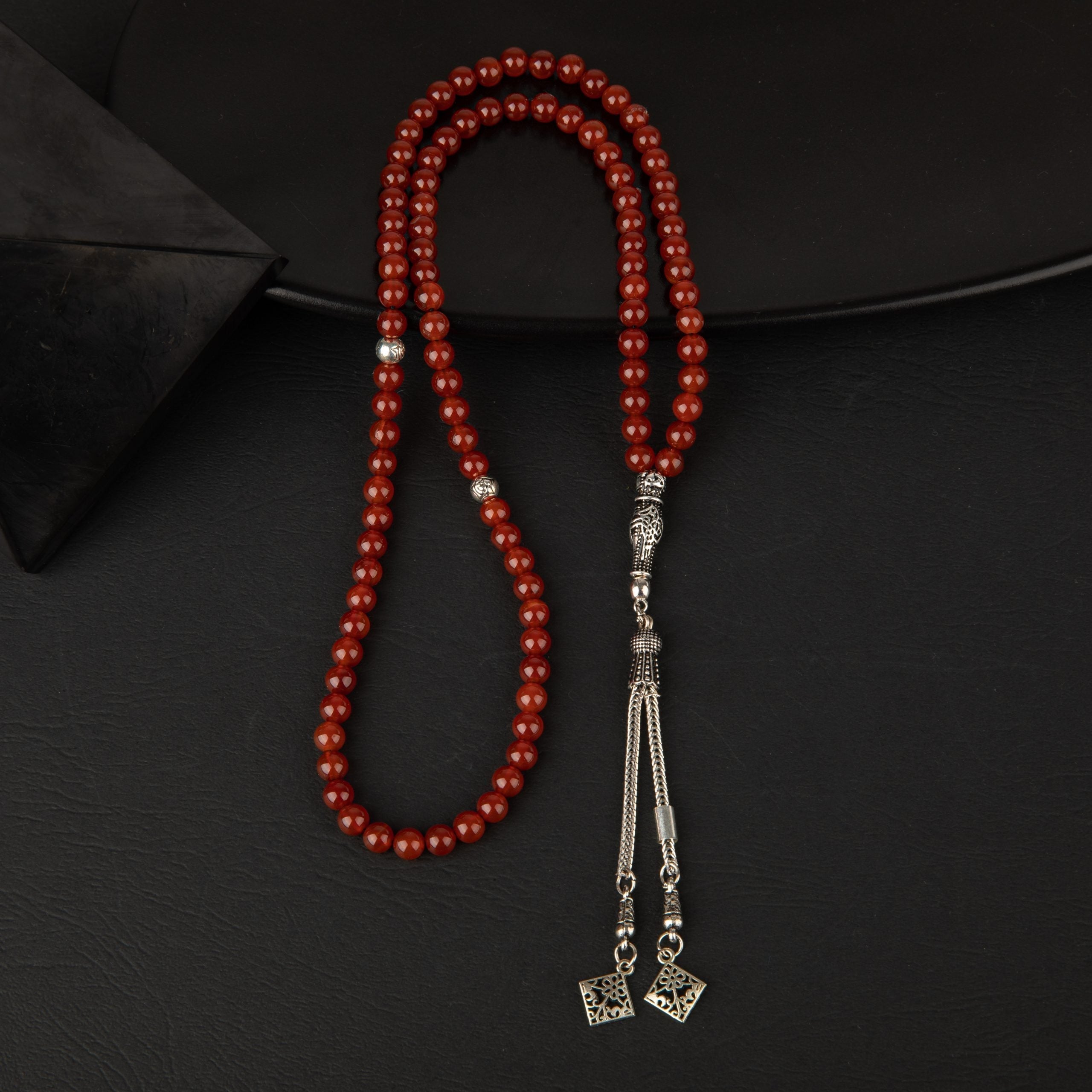 Red Agate Natural Gemstone Prayer Beads 99-Bead – 6mm Handcrafted