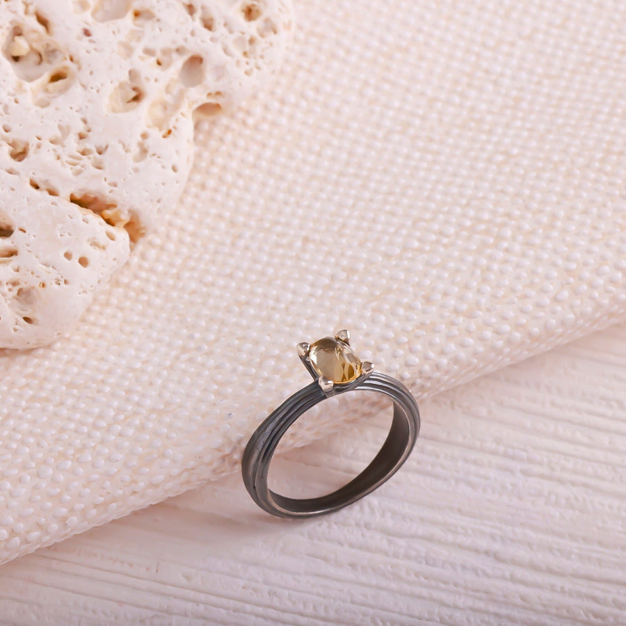 Laboratory Certified Citrine Natural Stone 925 Sterling Silver Ring