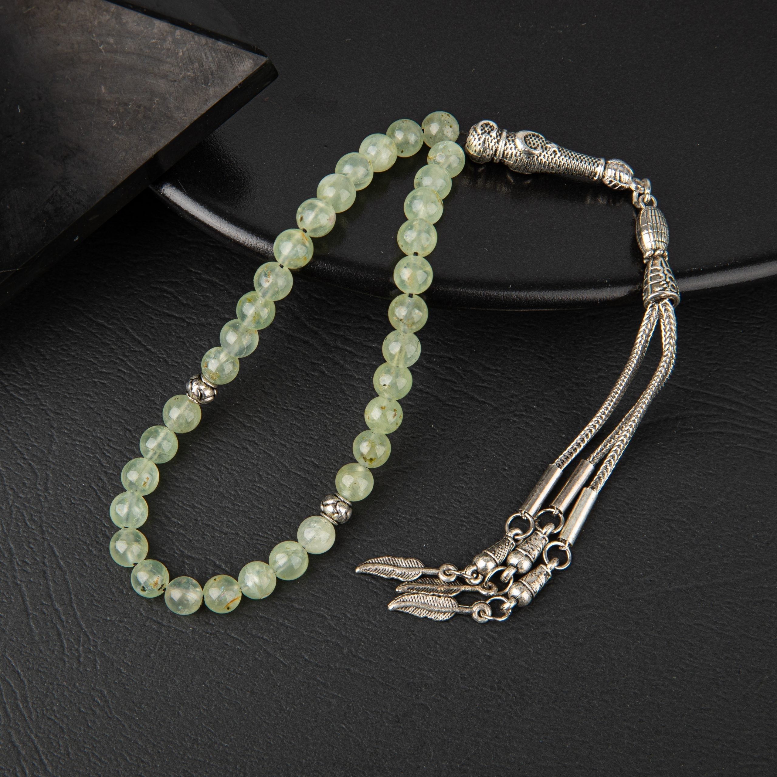 Prehnit Natural Gemstone Prayer Beads 33-Bead – 6mm Handcrafted