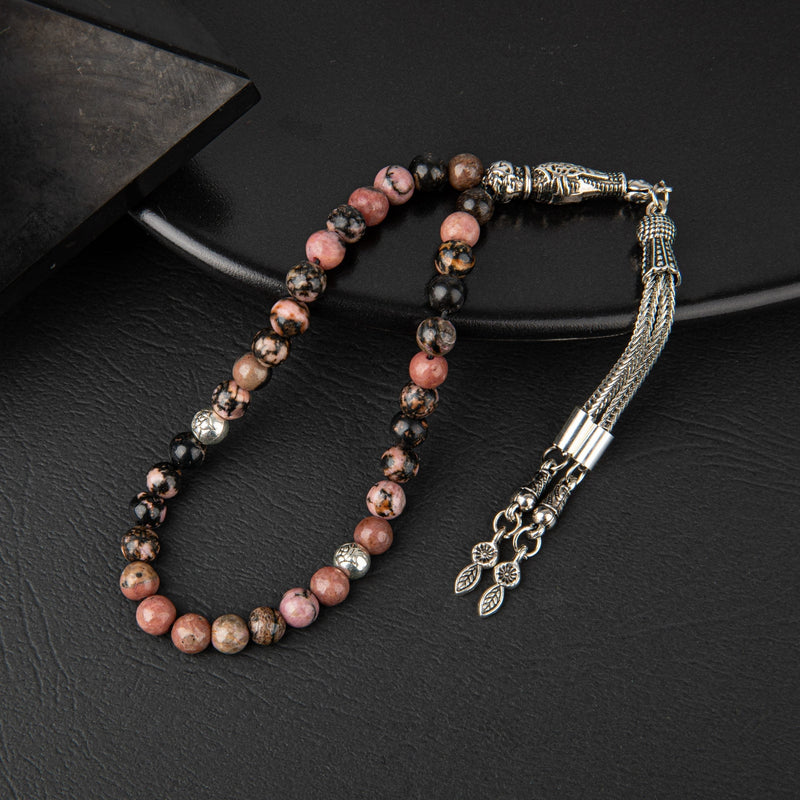 Laboratory Certified Rhodonite Natural Gemstone Prayer Beads 33-Bead – 6mm