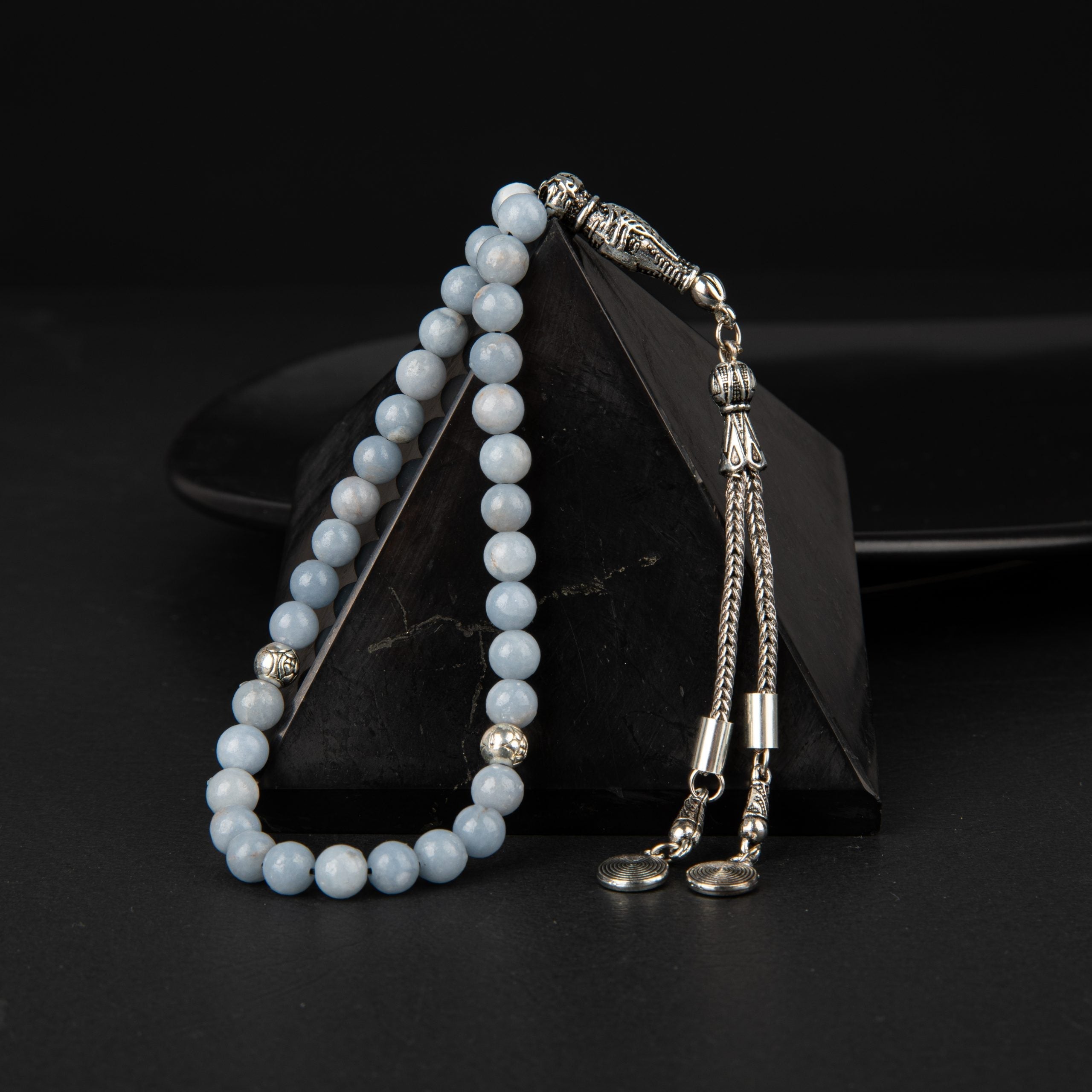 Angelite Natural Gemstone Prayer Beads 33-Bead – 6mm Handcrafted