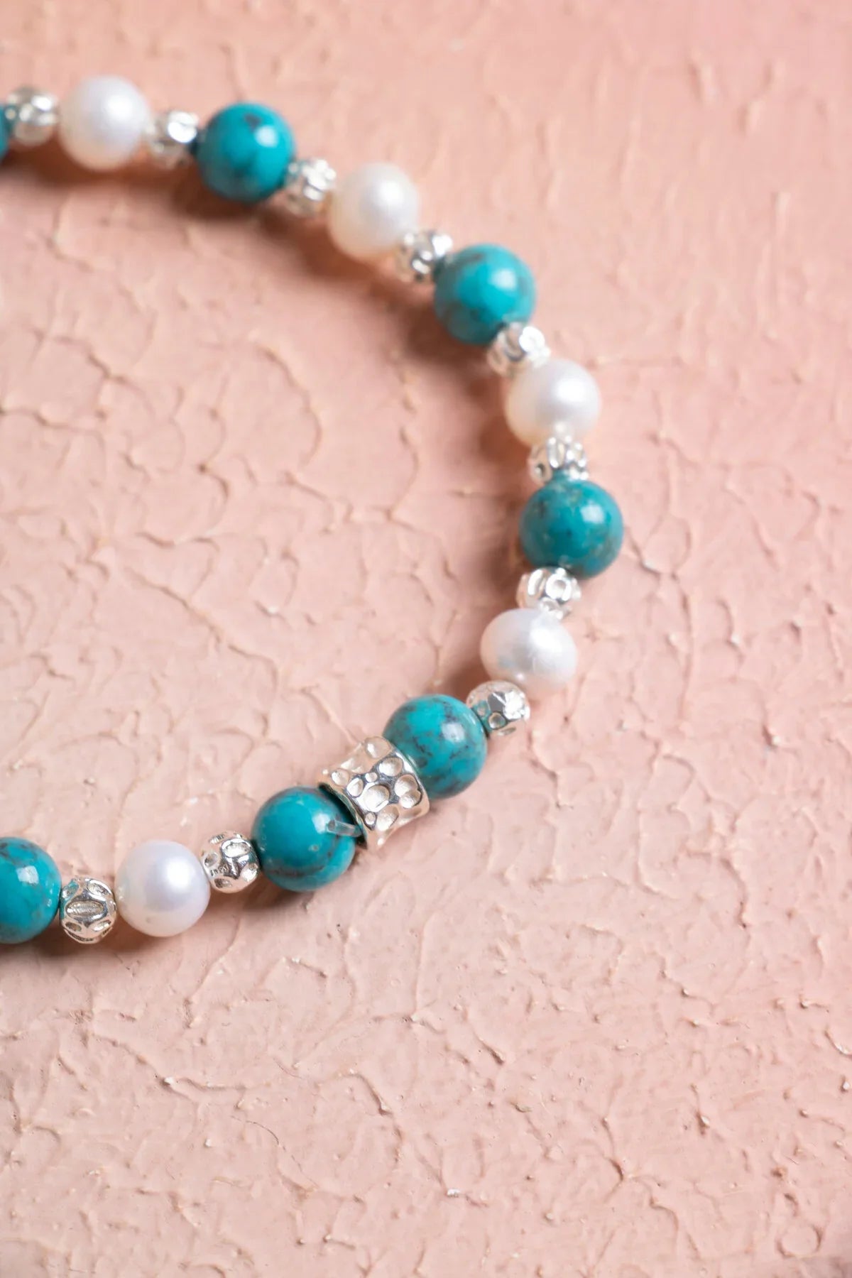 Laboratory Certified Turquoise Natural Stone Bracelet with Silver Accents