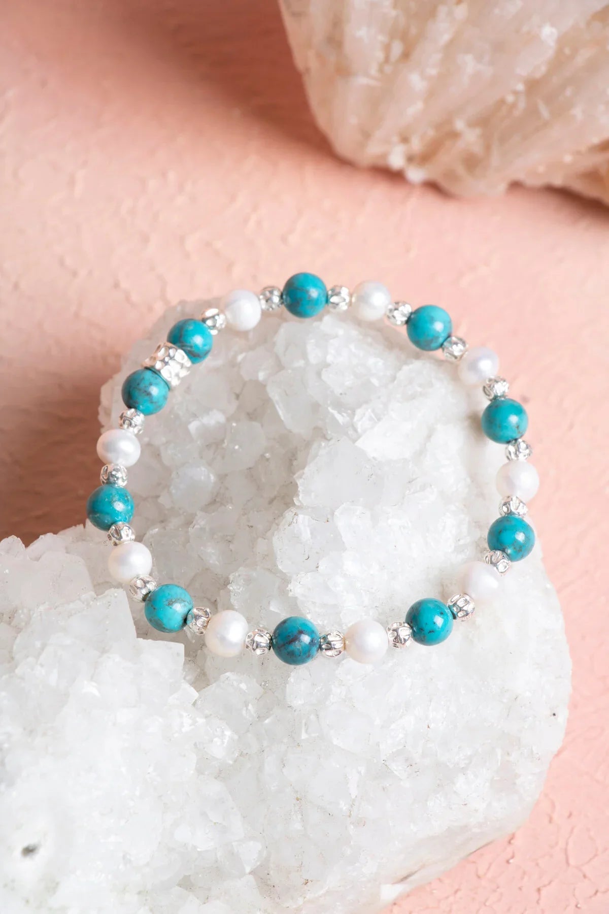 Laboratory Certified Turquoise Natural Stone Bracelet with Silver Accents
