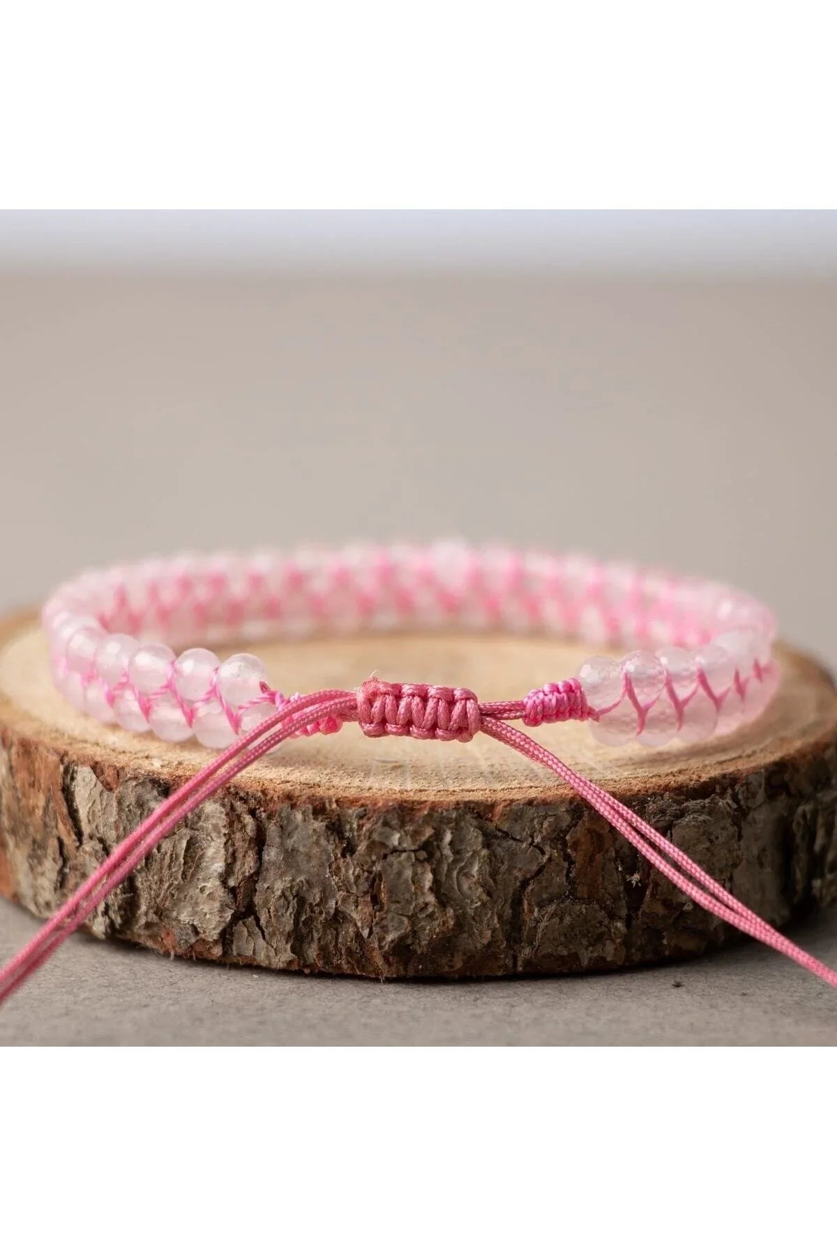 Laboratory Certified Rose Quartz (Pink Quartz) Faceted 3–4 mm Double Strand Natural Stone Bracelet