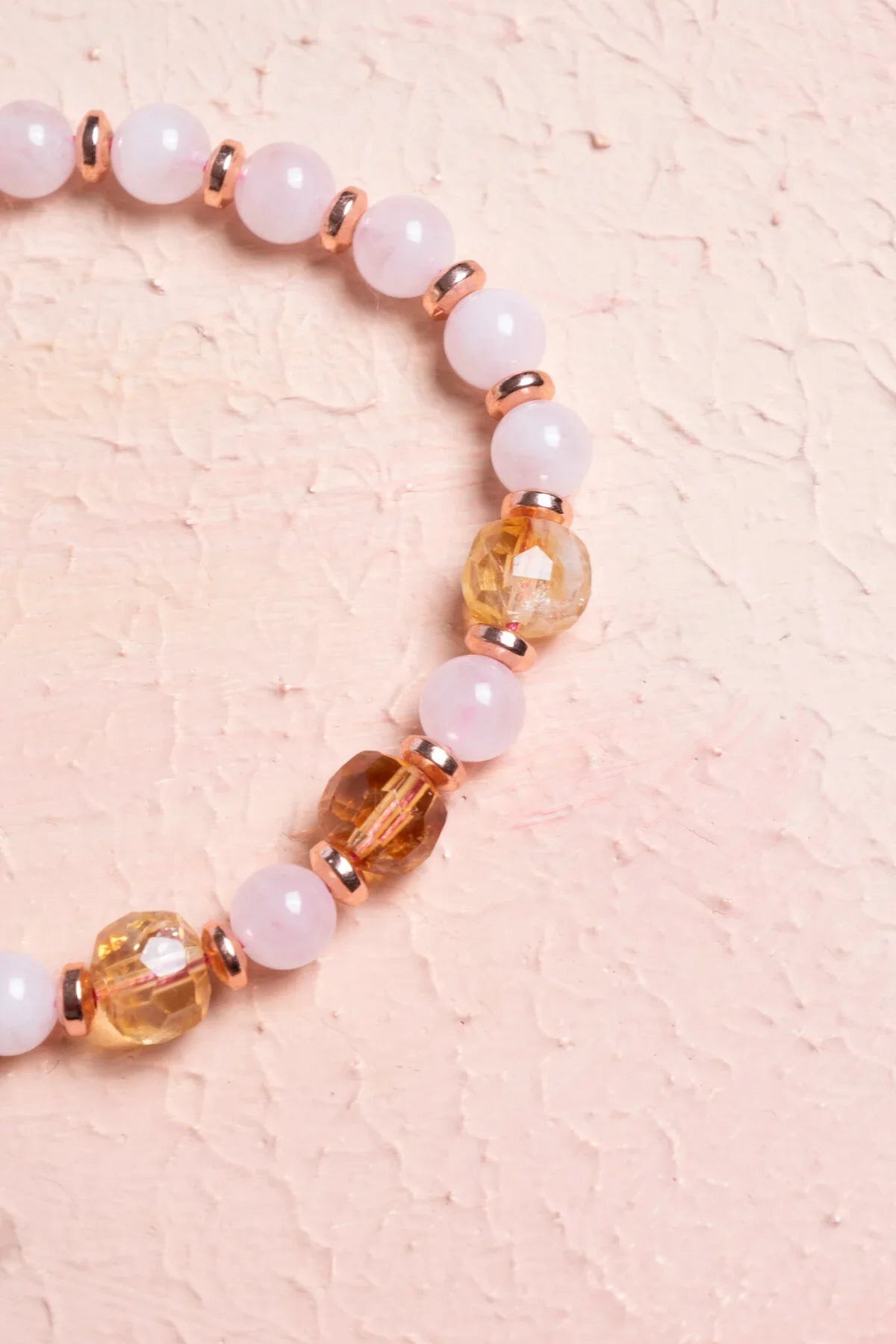 Laboratory Certified Rose Quartz & Citrine Faceted Natural Stone Bracelet