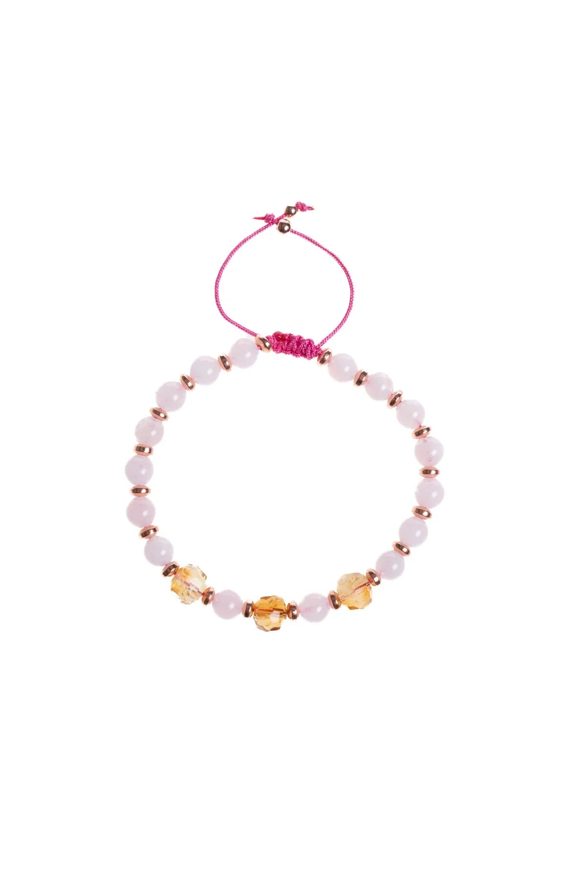 Laboratory Certified Rose Quartz & Citrine Faceted Natural Stone Bracelet