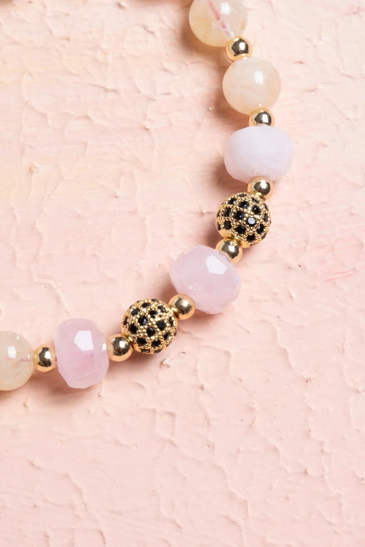 Laboratory Certified Citrine & Rose Quartz Natural Stone Bracelet with Zircon Accents