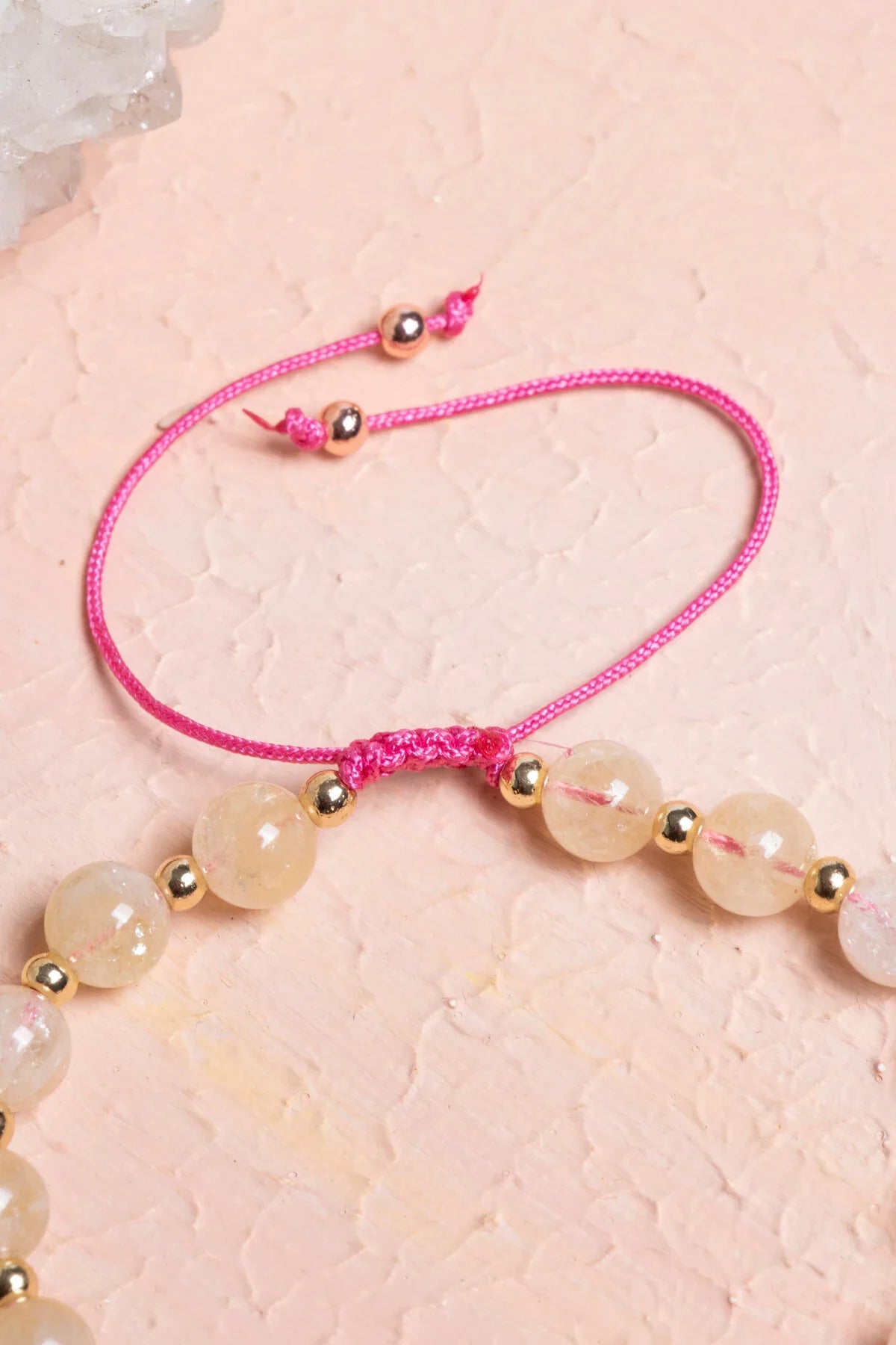 Laboratory Certified Citrine & Rose Quartz Natural Stone Bracelet with Zircon Accents