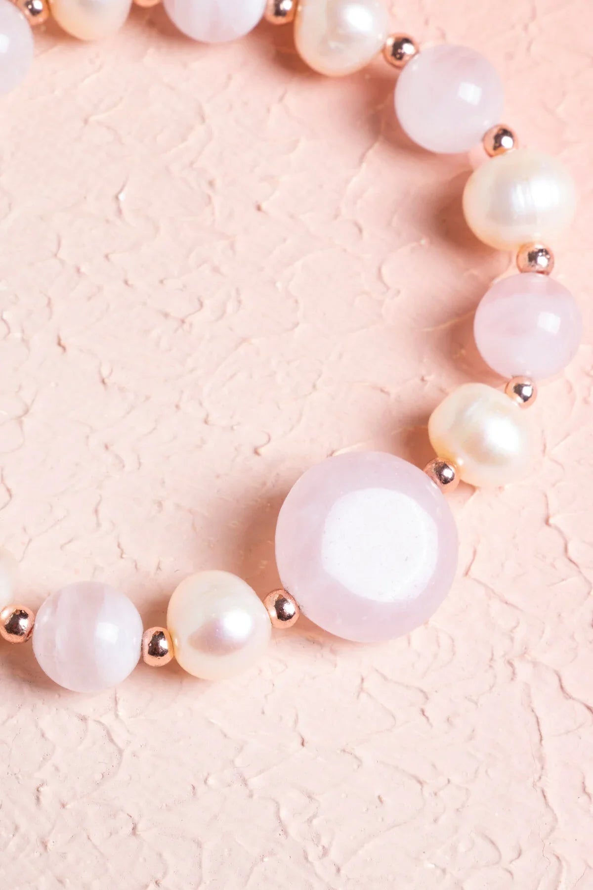 Laboratory Certified Rose Quartz, Pearl & Hematite Natural Stone Bracelet
