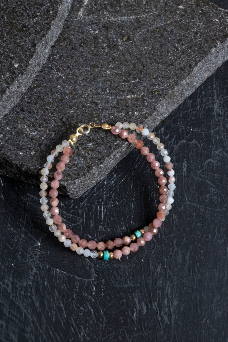 Laboratory Certified Rhodochrosite, Citrine & Turquoise Natural Stone Bracelet
