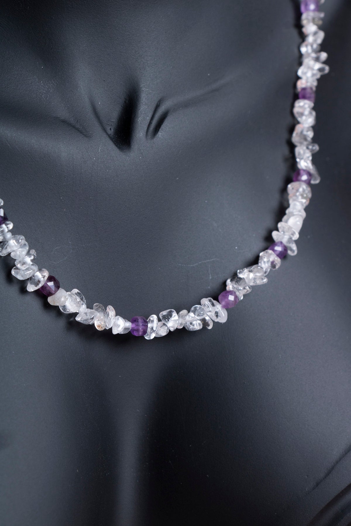 Laboratory Certified Amethyst & Quartz Natural Stone Necklace