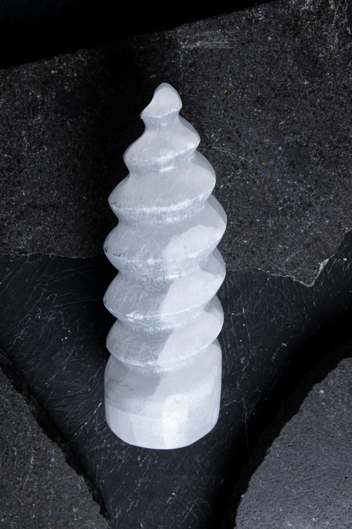 Laboratory Certified Selenite Spiral Natural Stone Decorative Object – 16 cm