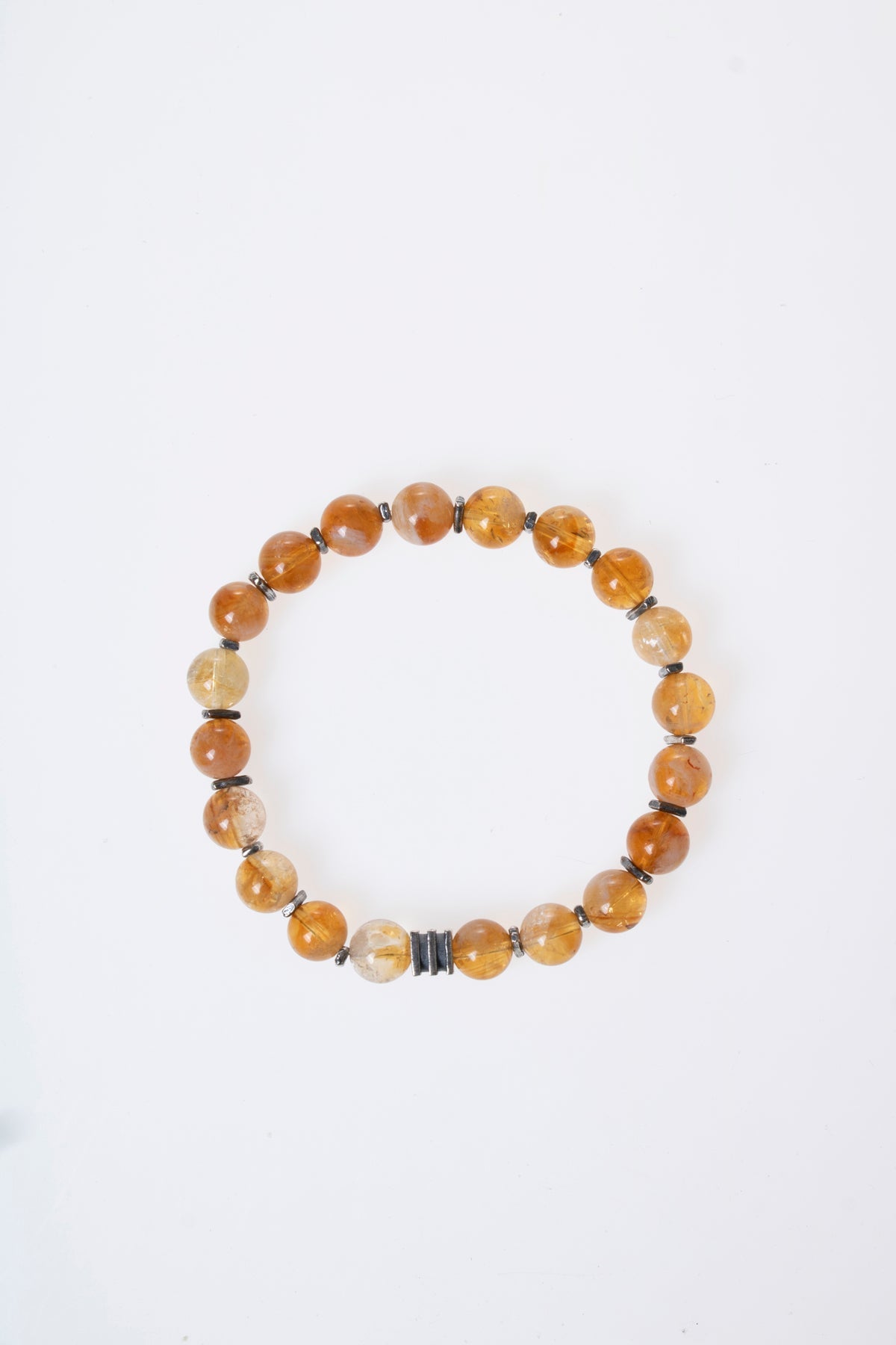 Laboratory Certified Citrine Natural Stone Bracelet with Silver Accents