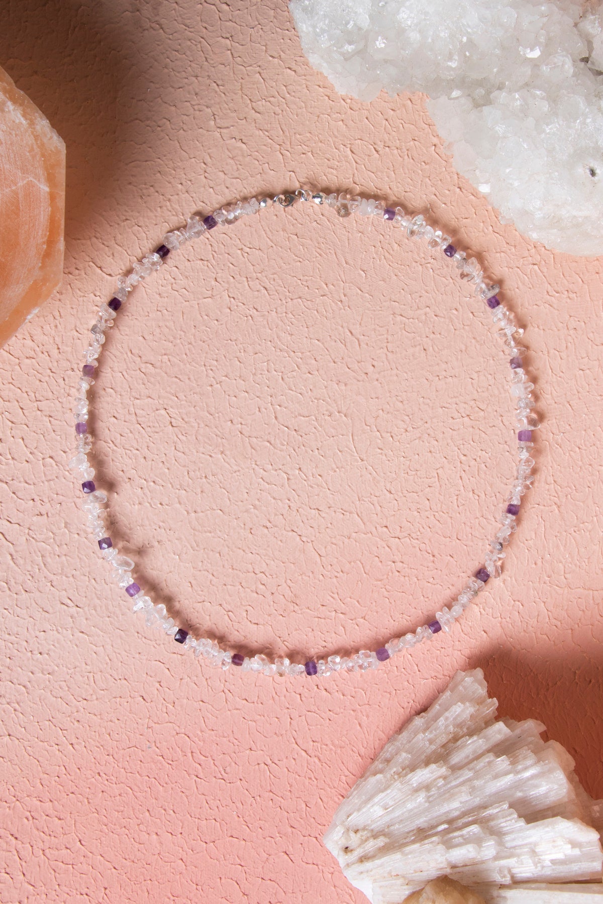 Laboratory Certified Amethyst & Quartz Natural Stone Necklace