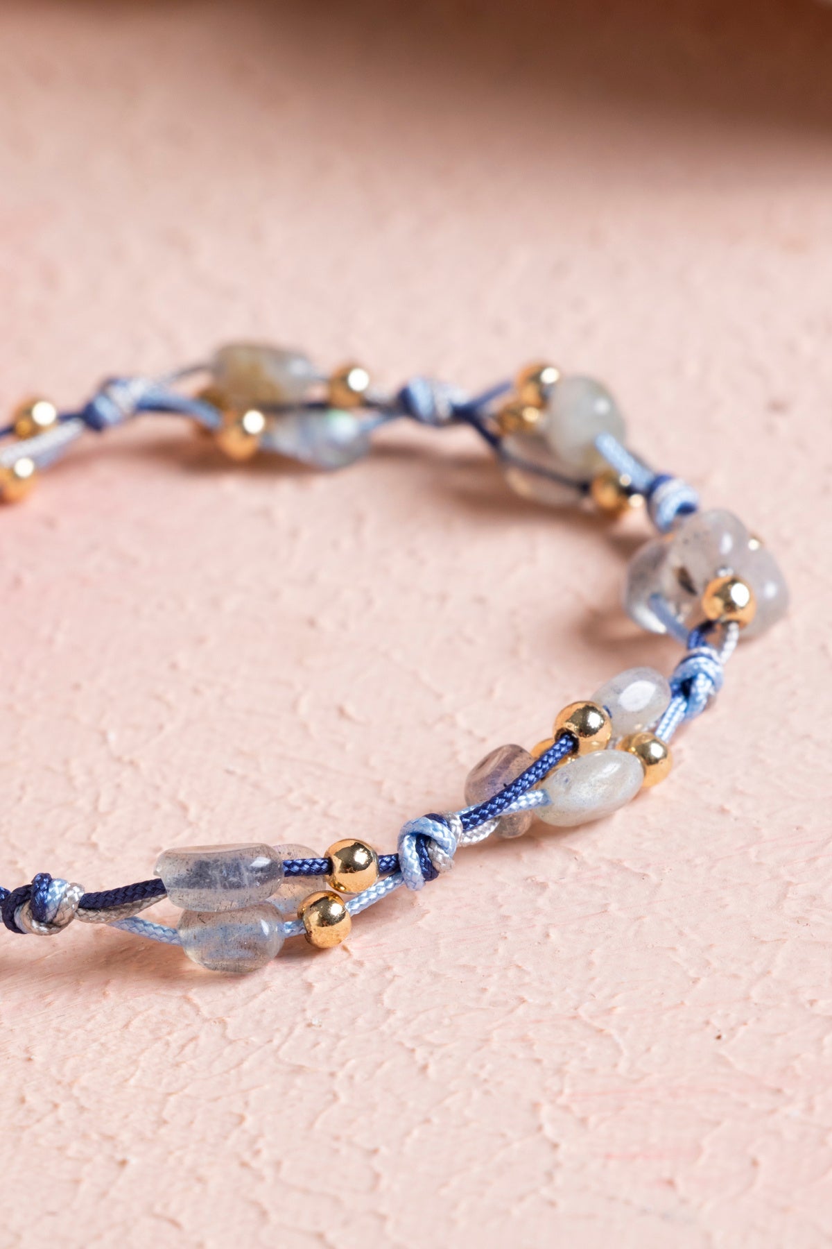 Laboratory Certified Labradorite & Hematite Natural Stone Macramé Bracelet