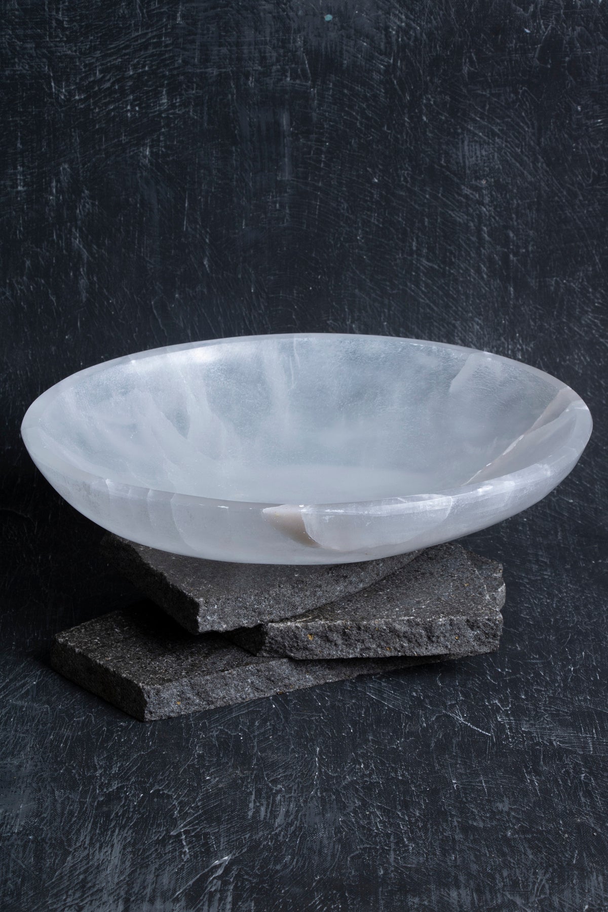 Laboratory Certified Selenite Natural Stone Ellipse Plate