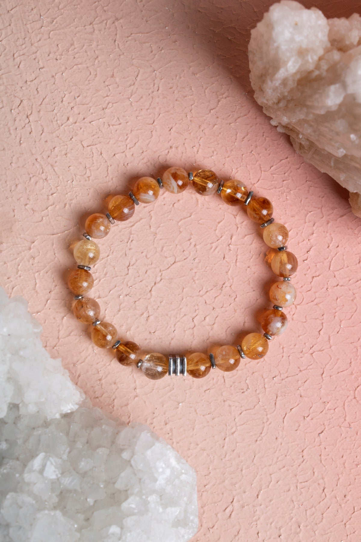 Laboratory Certified Citrine Natural Stone Bracelet with Silver Accents