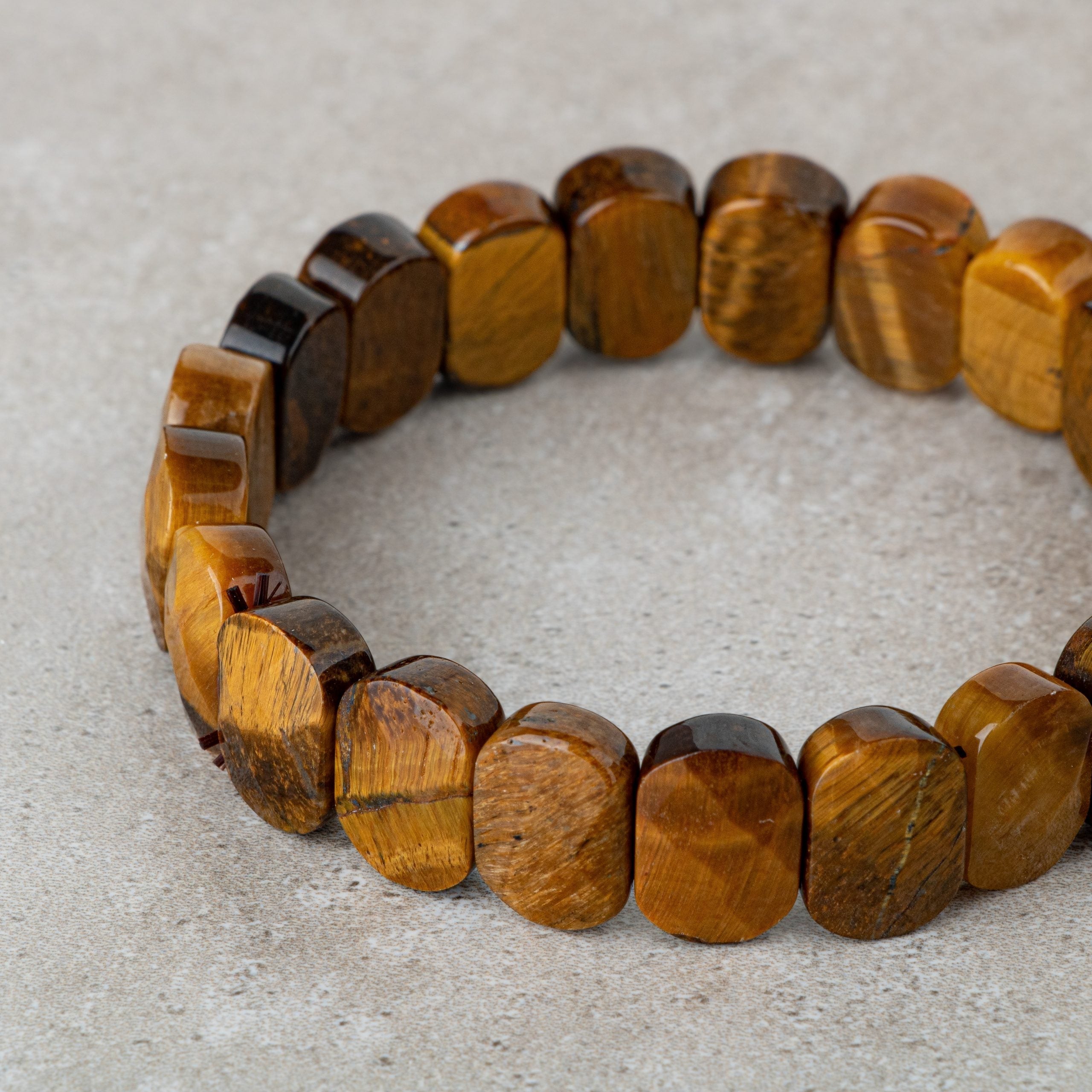 Certified Yellow Tiger's Eye Wide Cut Natural Gemstone Bracelet