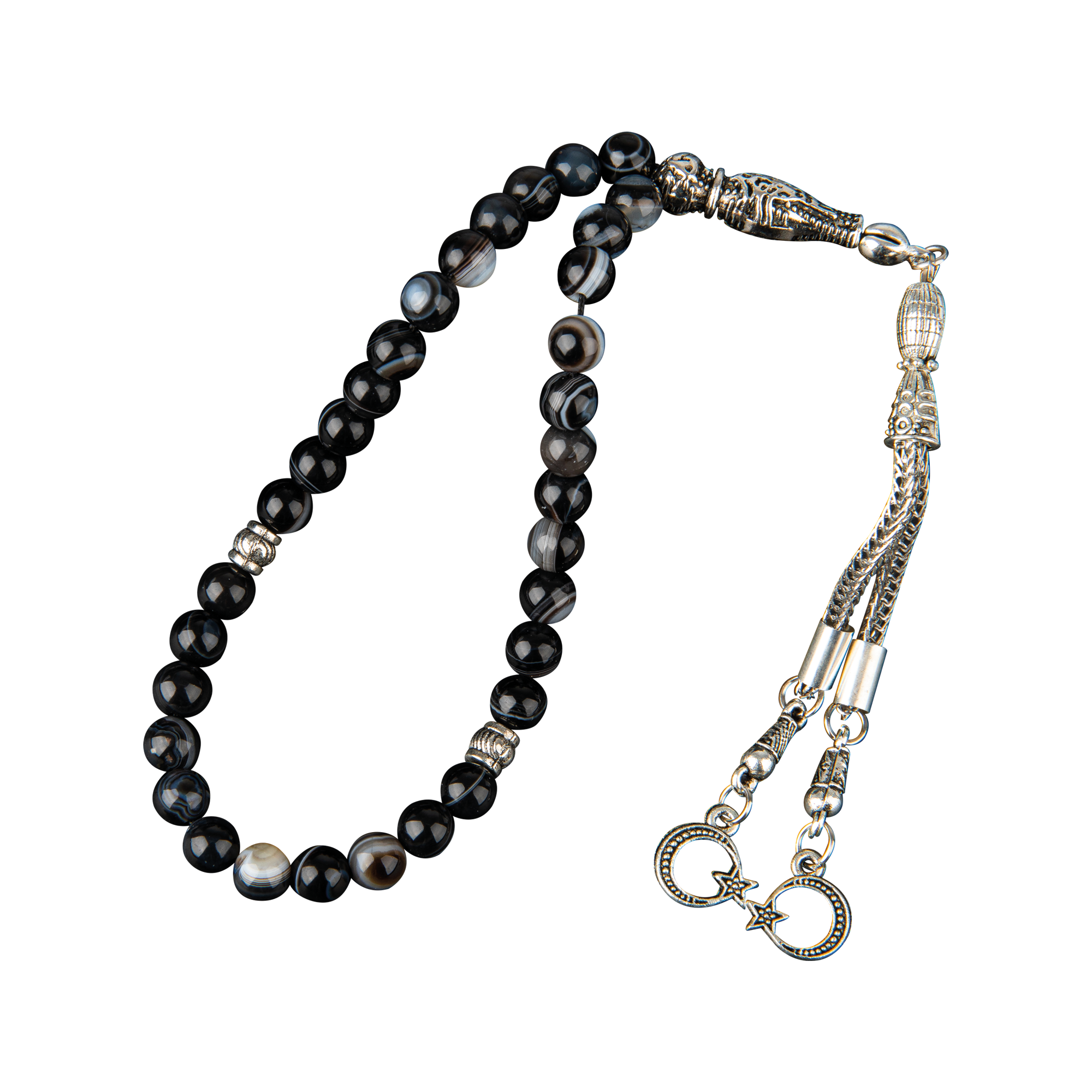 Black Eye Agate Natural Gemstone Prayer Beads 33-Bead – 6mm