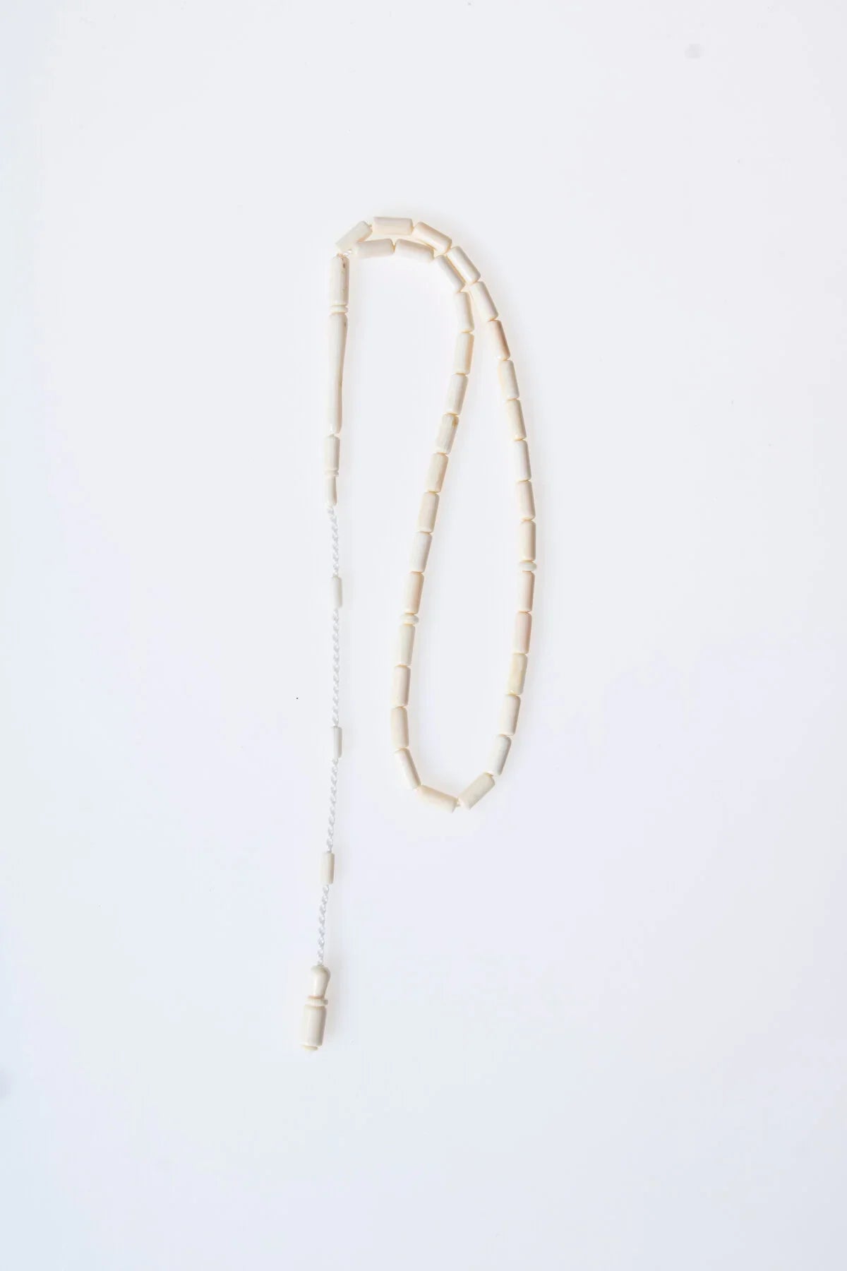Laboratory Certified Ivory Tone Tube Cut Natural Stone Prayer Beads – 33 Beads